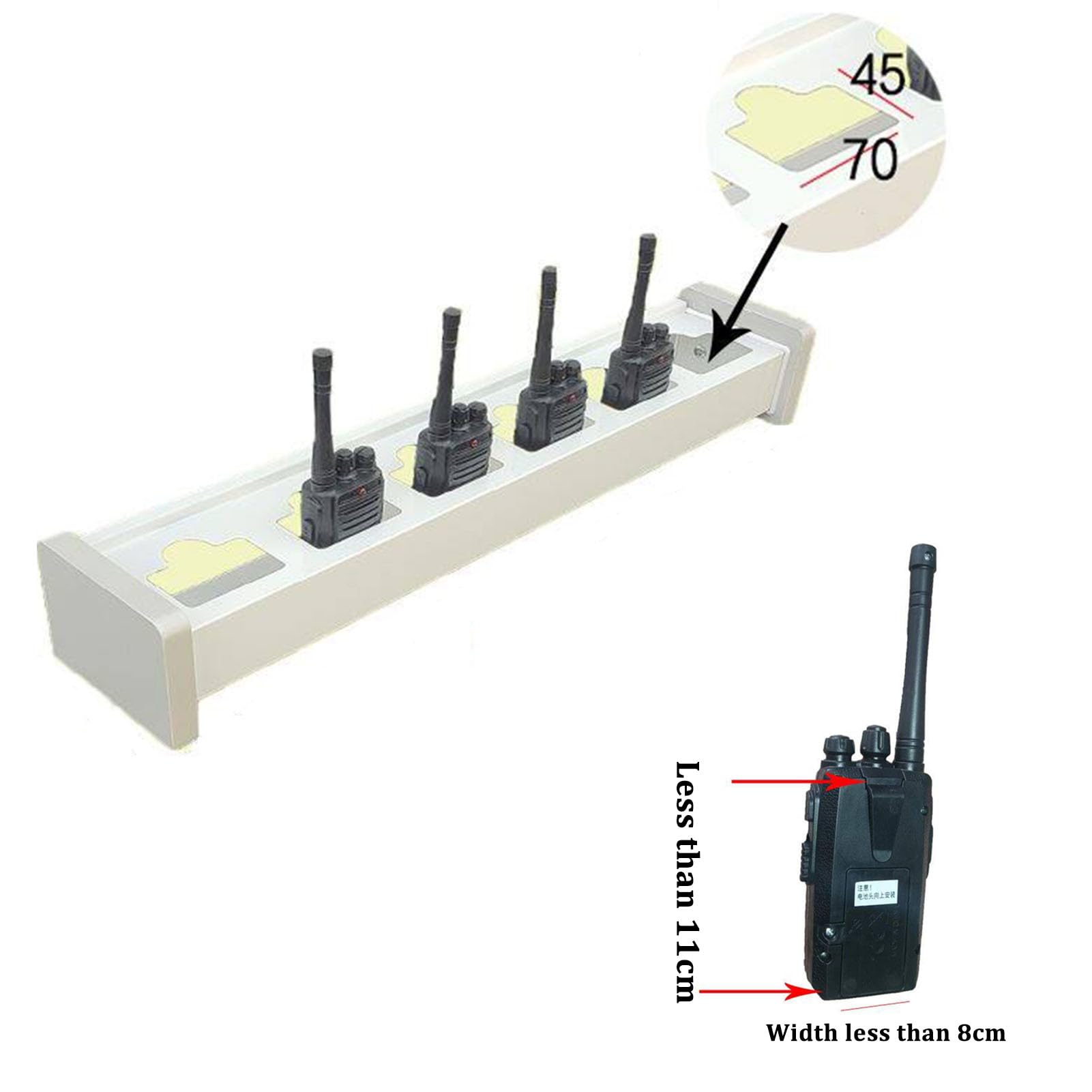 Strażak Dwukierunkowy Uchwyt Radiowy Walkie-talkie Pudełko Przechowywania | Pulpit Wielu jednostka handheld radia Organizator rack,Walkie Talkie Akumulator Z Podstawą ładującą,dla szkolnej restauracji