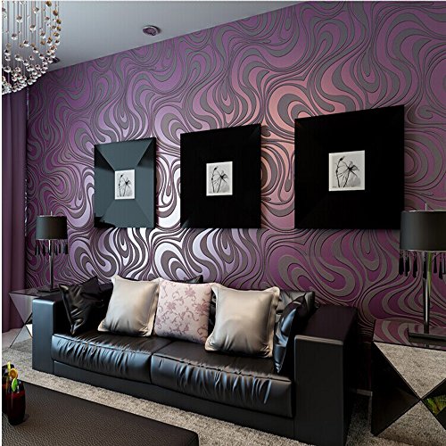 10M Modern Luxury Abstract Curve 3D Wallpaper Roll Mural Paper Parede Flocking for Striped Purple Color 0.7m8.4m=5.88SQM