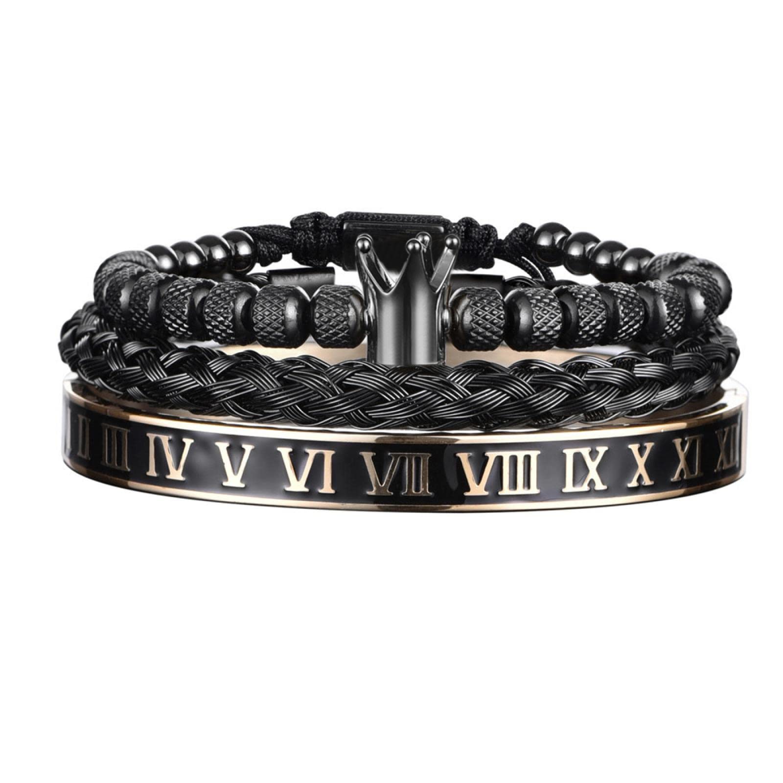 Pulsera Hombre Brazalete Mujer Pulseras Regalo Pulsera Romana De Esmalte De Lujo Royal Crown Charm Hombres Geometría Pulseras Ajustables Abiertas Pareja