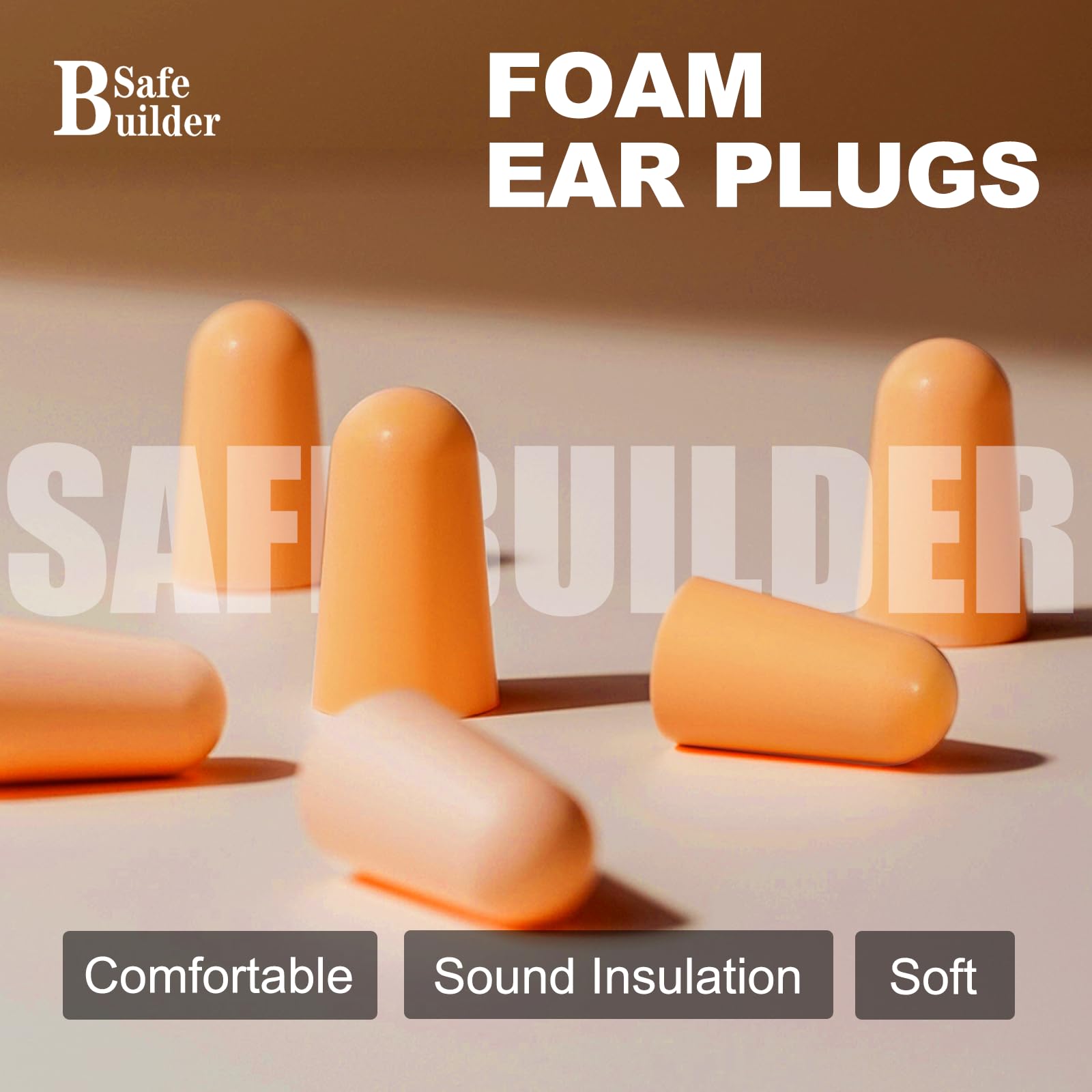 SAFEBUILDER SNR Tappi per le orecchie da 38 dB, 500 tappi per le orecchie in schiuma, morbidi, usa e getta, per lavoratori, dormire, esterni, protezione dell'udito di fabbrica, NRR 32 dB (500 tappi