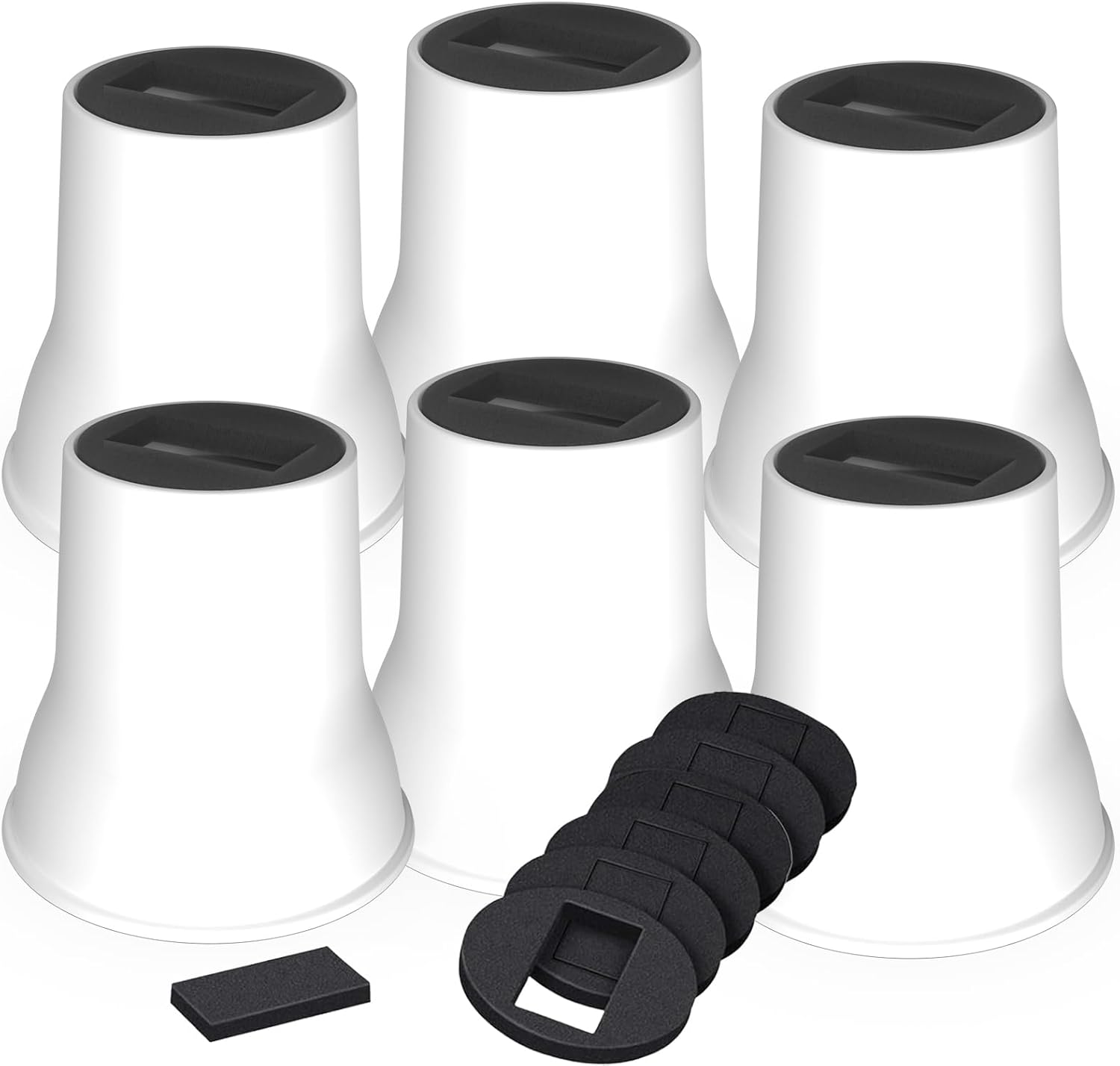 MYMULIKE Bed Risers 6 Inch, 6 Pack Heavy Duty Bed Furniture Risers, Lift Up to 2200lbs Round Couch Risers for Sofas, Couches, TV Stands and Chairs