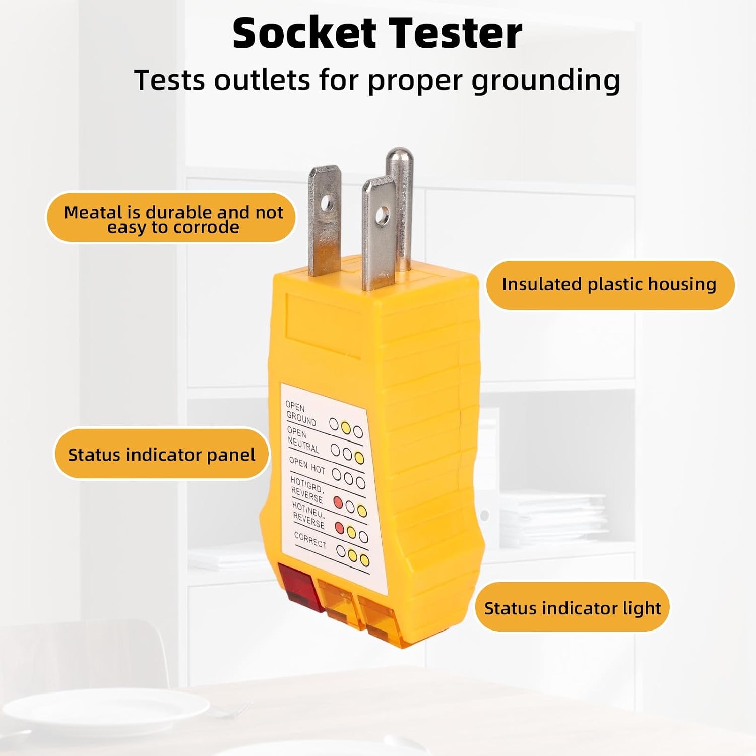 2pcs Outlet Tester, Socket Plug inTester for Standard North American AC Outlets Electrical Electric Receptacle Analyzer with Safety Check Circuit Checker for Grounding Wiring Fault Detection