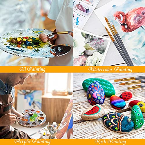 Conda CONDA-4137 50 Pcs Paint Brushes Bulk Pack Assorted Nylon Hair Round Pointed Tip thumb #6