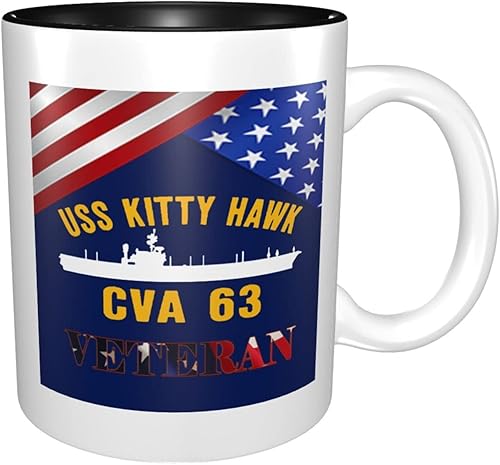 Miniatura 2 de Gwager Uss Kitty Hawk Cva 63 tazas de doble cara taza de té de cerámica, taza de té, taza de café, taza de té de 12 onzas