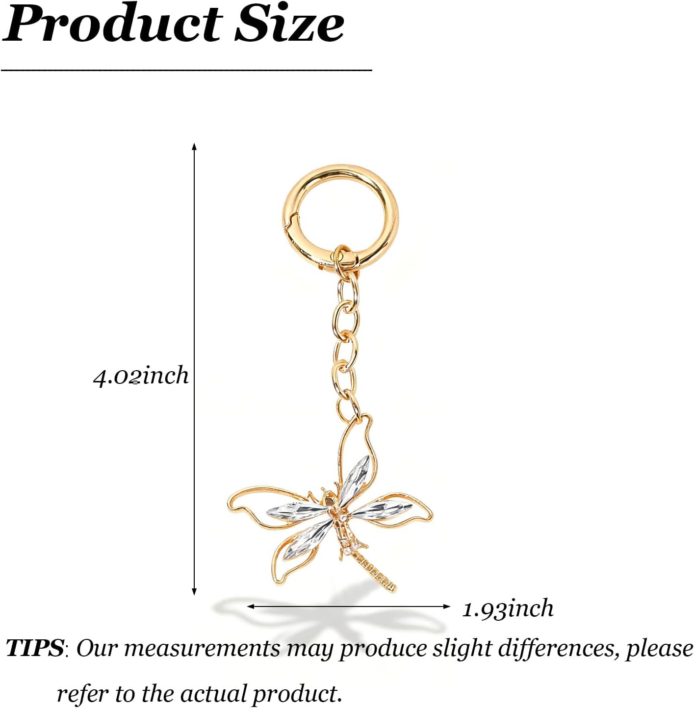 Angyape Dragonfly Keychain Gold Bag Charm Purse Charm for Handbags Cute Keychains For Car Keys Accessories Gifts For Women - Image 6
