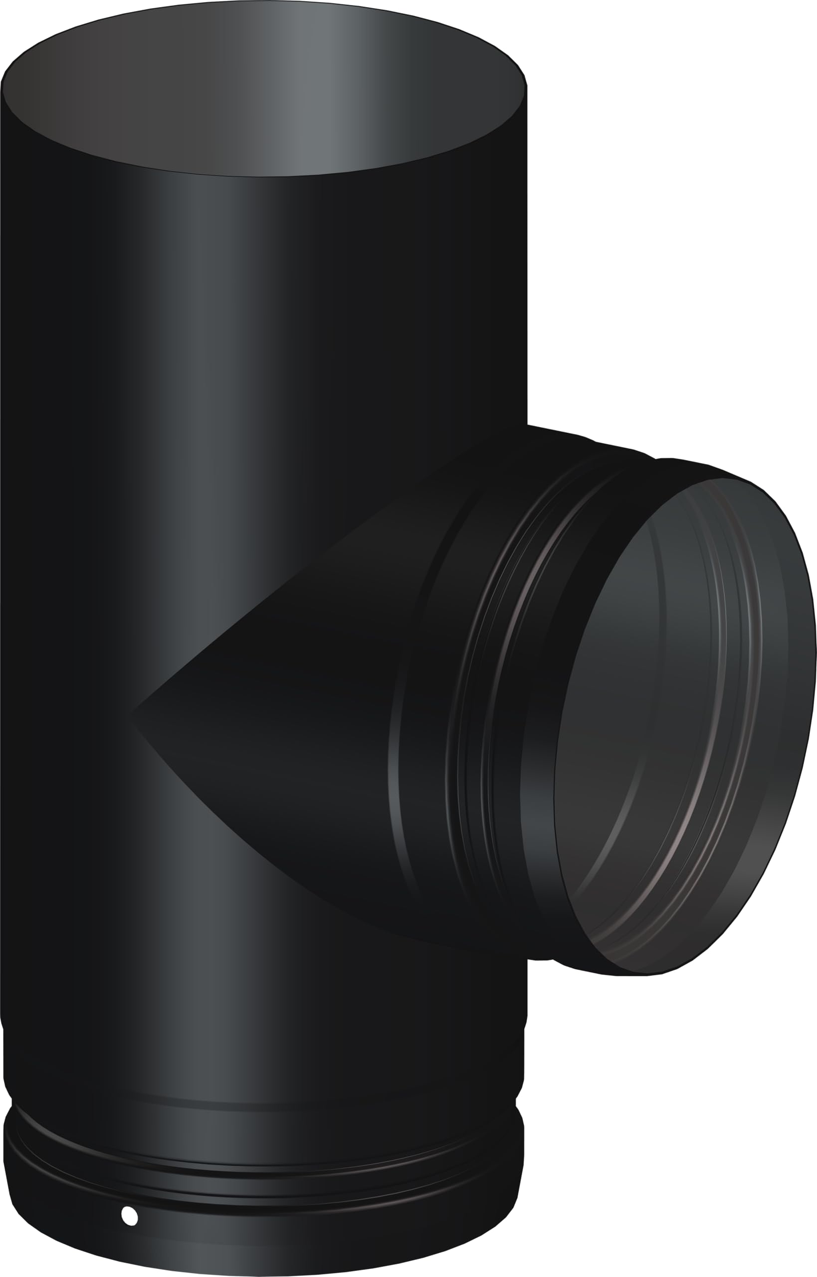 StoveMaestro 5" inch (125 mm) Black Flue Pipe Tee Piece with Soot Collector Cap, for Wood Burning or Multi Fuel Stove. T Piece with Male Branch to fit in Back of a Stove.