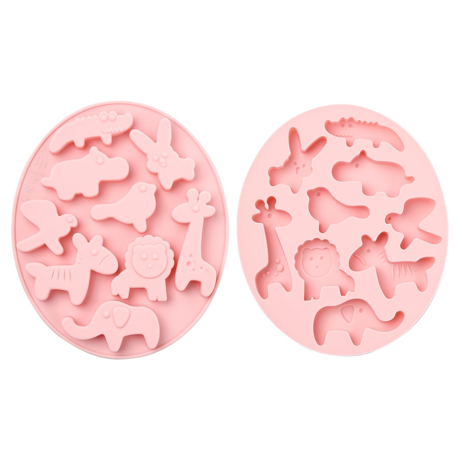 UR URLIFEHALL 2 Pcs Animal Shaped Silicone Moulds Cartoon Bird Giraffe Elephant Fondant Moulds for Baking Food Jelly Candy Biscuit Cake Decor — image 1