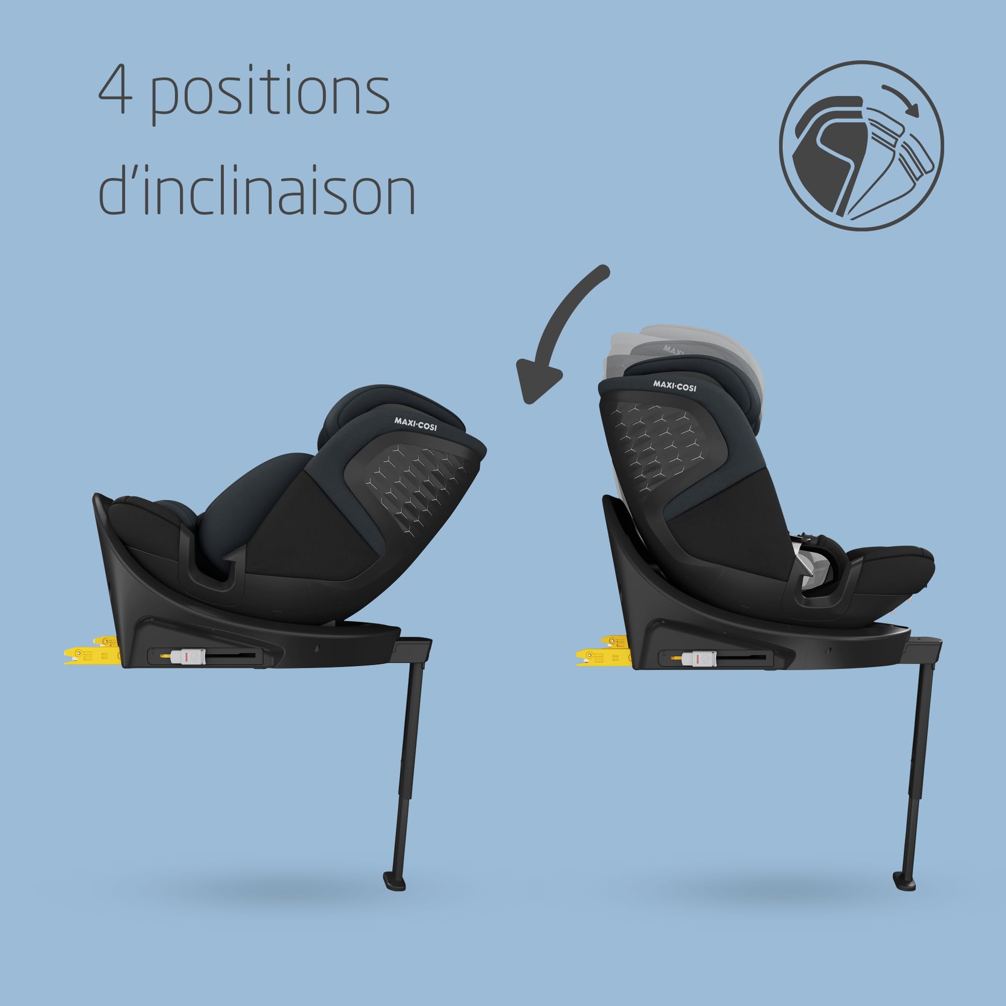 Maxi-Cosi Emerald 360 S i-Size, Siège-auto Isofix 360 Pivotant, 0-12 ans (40-150 cm), Siège-auto bébé & enfant, Rotation FlexiSpin 360°, 4 Inclinaisons, Protection G-CELL, Tonal Black