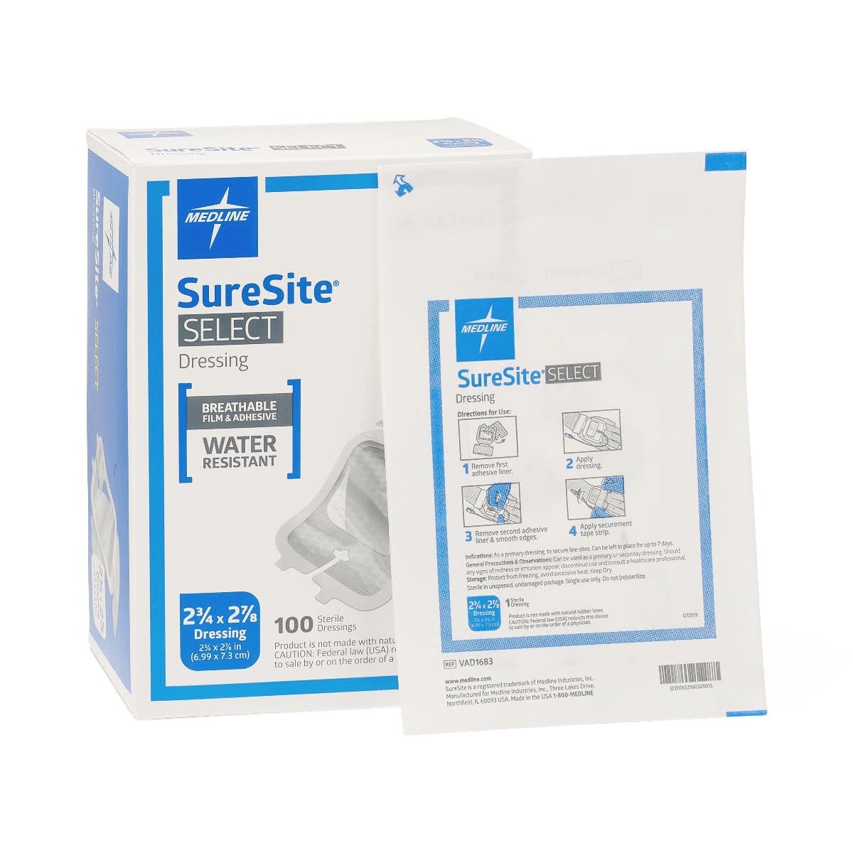 Suresite Select 7x7.3cm: Medicazione Sterile per Fissaggio Accessi Vascolari | 100 pezzi