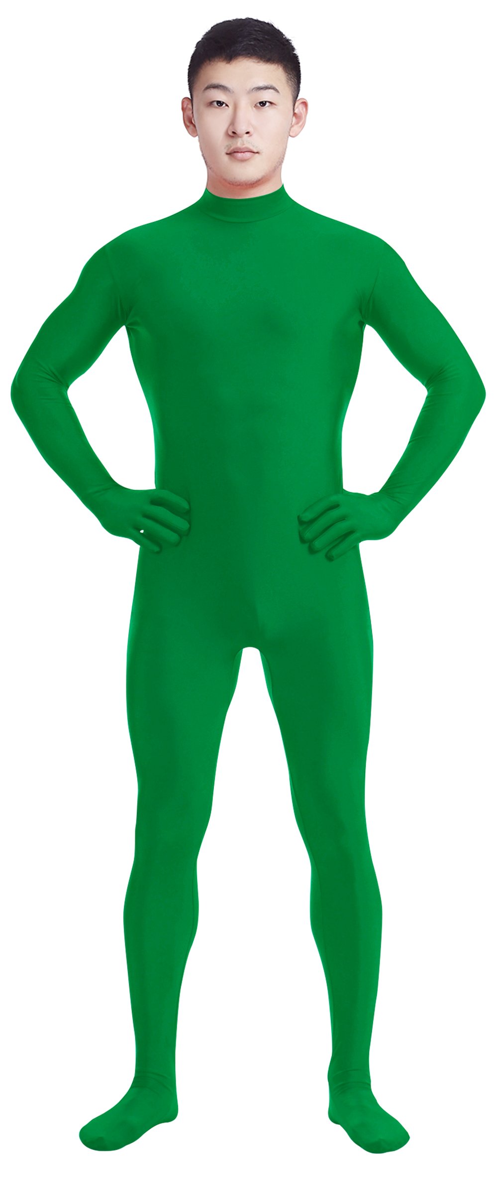 Garçon Homme Adulte Col Montant Plein Corps Unitard Spandex Zentai Costumes Unitard - Vert - 90