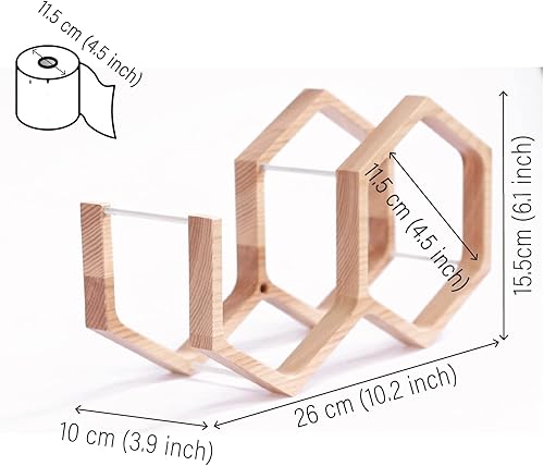 Miniatura 7 de Soporte de papel higiénico de madera Soporte de madera para papel higiénico Little Honeycomb (negro)