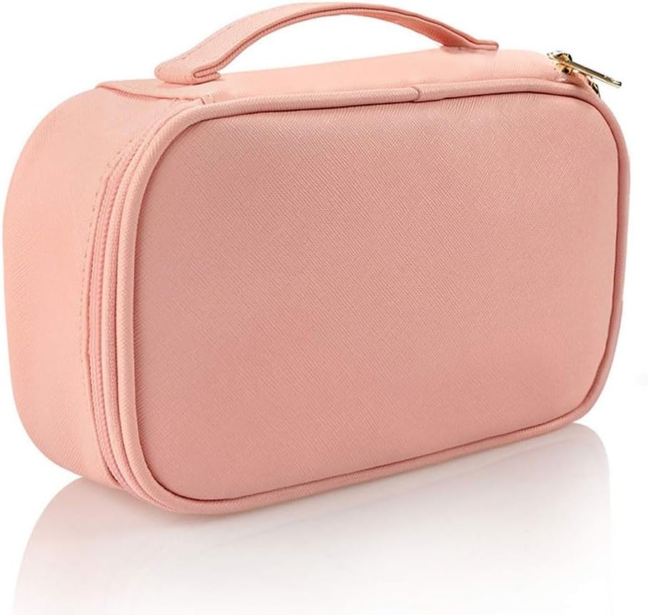Short distance travel makeup bag portable double-layer folding makeup box PU leather travel storage bag