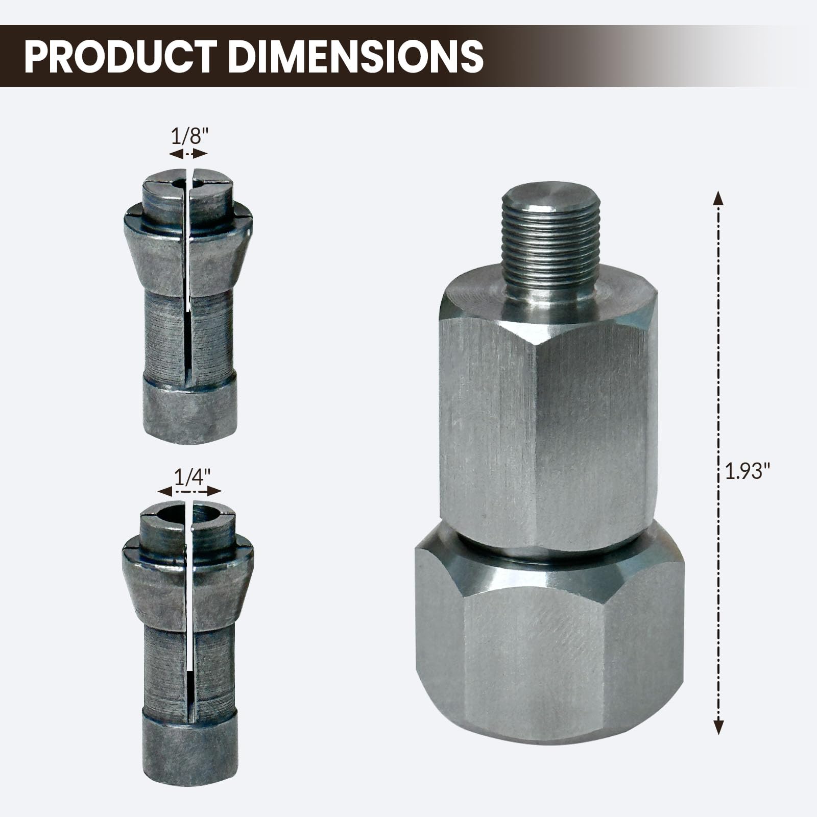 Adapter tulei gwintowanej M9 do polerek lub szlifierek Milwaukee M12, zawiera tuleje zaciskowe 1/10.2 cm i 1/20.3 cm, kompatybilny z narzędziami obrotowymi