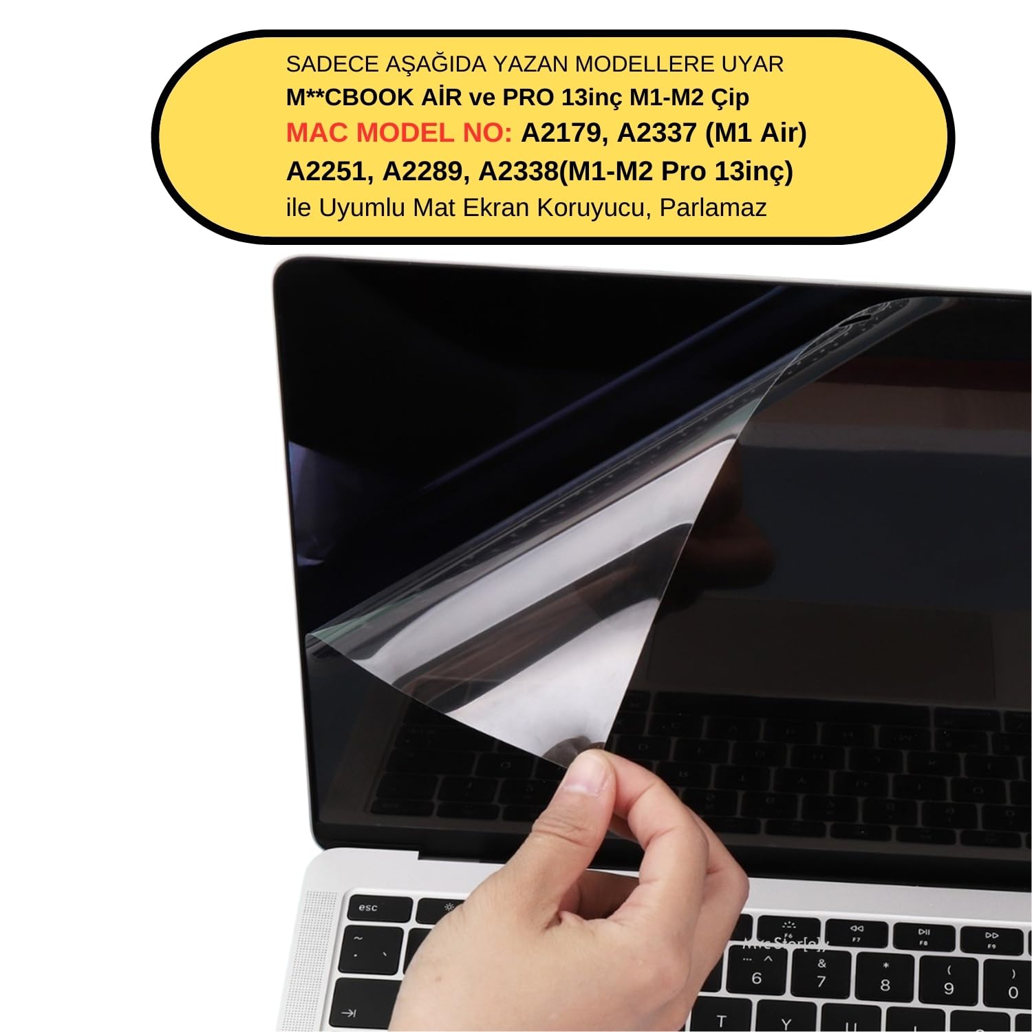 McStorey MacBook Air M1 13 ve MacBook Pro M1-M2 13 inç Uyumlu Parlak Şeffaf Ekran Koruyucu Net Görüntü Retina Uyum Touch Bar Touch ID Destekli Şeffaf