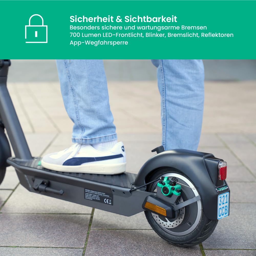 Egret Ey! Serie E-Scooter mit Straßenzulassung | Bis zu 65Km Reichweite und 1520 Watt Peak, 20km/h, Luftreifen, Dual Bremsen, App (Wählbar Ey! 1, Ey! 2, Ey! 3, Ey! 6, Ey! 7)