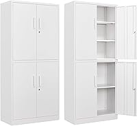 Vista 14 de Letaya Armarios de Almacenamiento de Metal con Cerradura, Pequeños Armarios de Acero con 2 Puertas y Estantes Ajustables para Hogar, Oficina, Negro