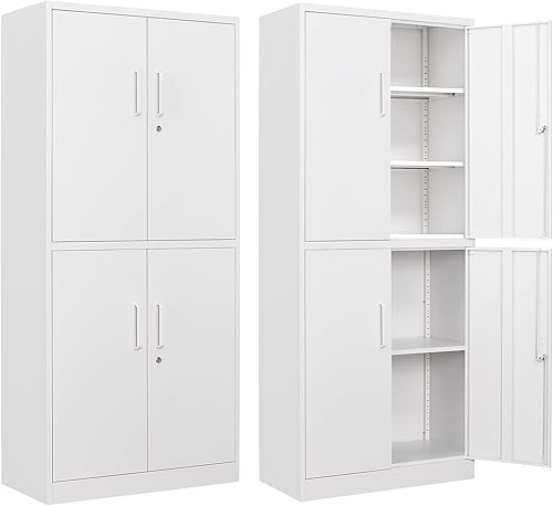 Miniatura 12 de Letaya Armarios de Almacenamiento de Metal con Puerta con Cerradura y Estantes, Gabinetes de Herramientas de Garaje de Acero para Hogar, Oficina