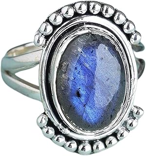 Labradorite Ring, Solid Silver Ring, Blue Flash Labradorite Ring, Labradorite Jewelry, Statement Ring, Vintage Ring, Oval Gemstone Ring, Blue Labradorite Ring, Healing Stone Ring, Anniversary Gift