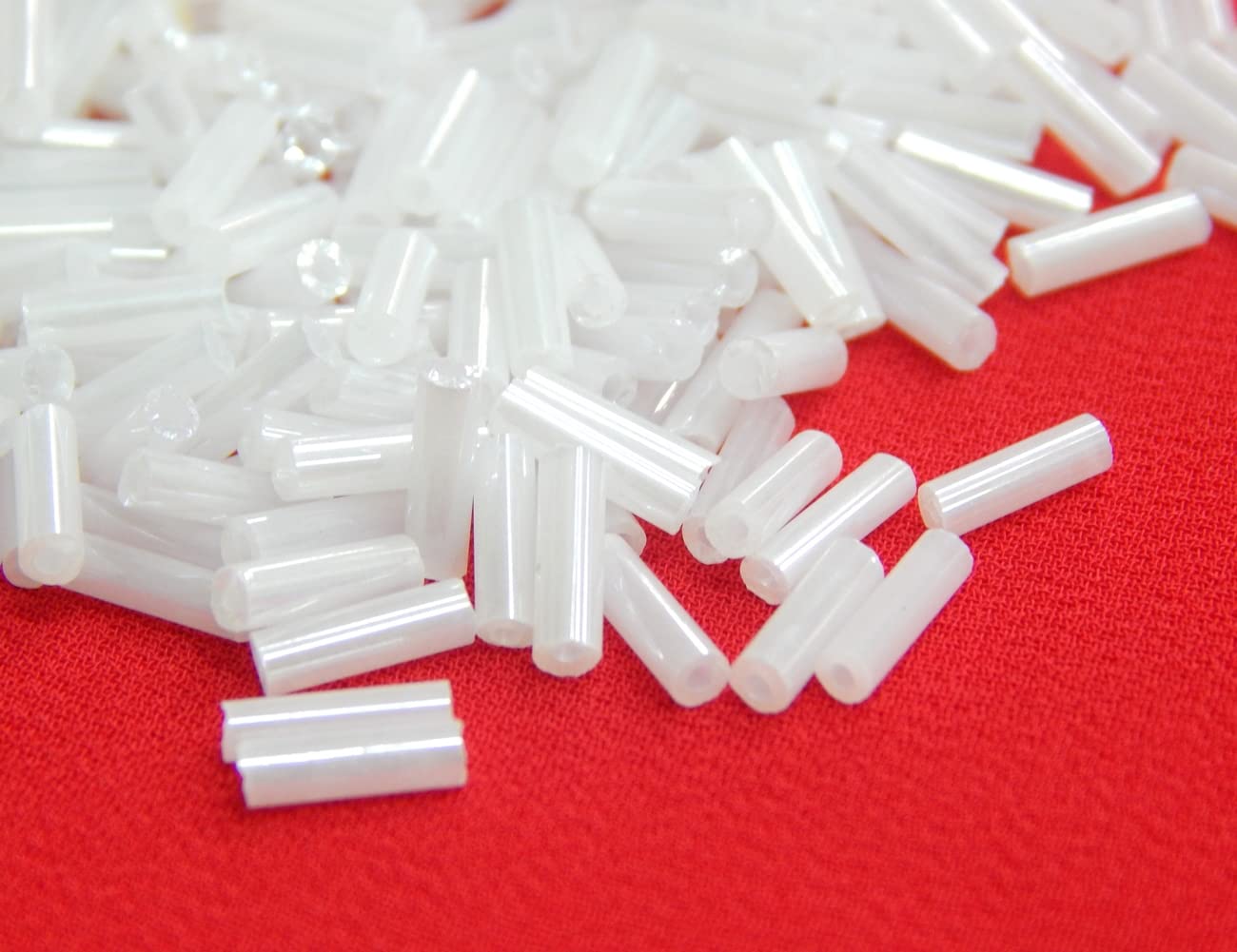 Perlin Seed Beads Glass Beads Indian Beads Seed Beads Pony Beads 6 mm Bugle Tubes Tubes Sticks 3300 Pieces (White Ceylon) - Image 2