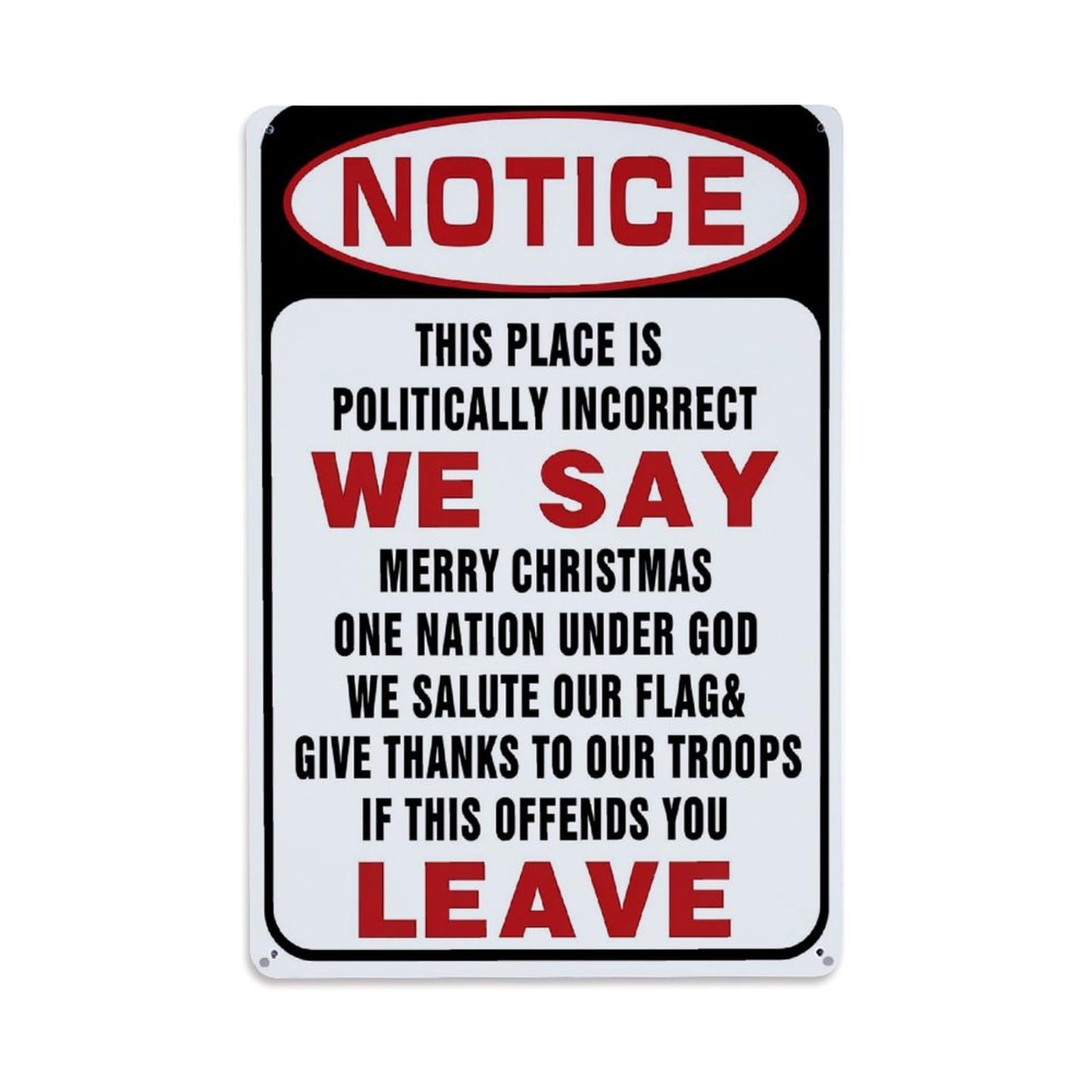 Jdfenggu Vintage Notice Politically Incorrect Sign Retro Metal Tin Sign, Metal Poster For Bar, Home, Man Cave, Kitchen, Laundry Room Art Decor 8X12 Inch