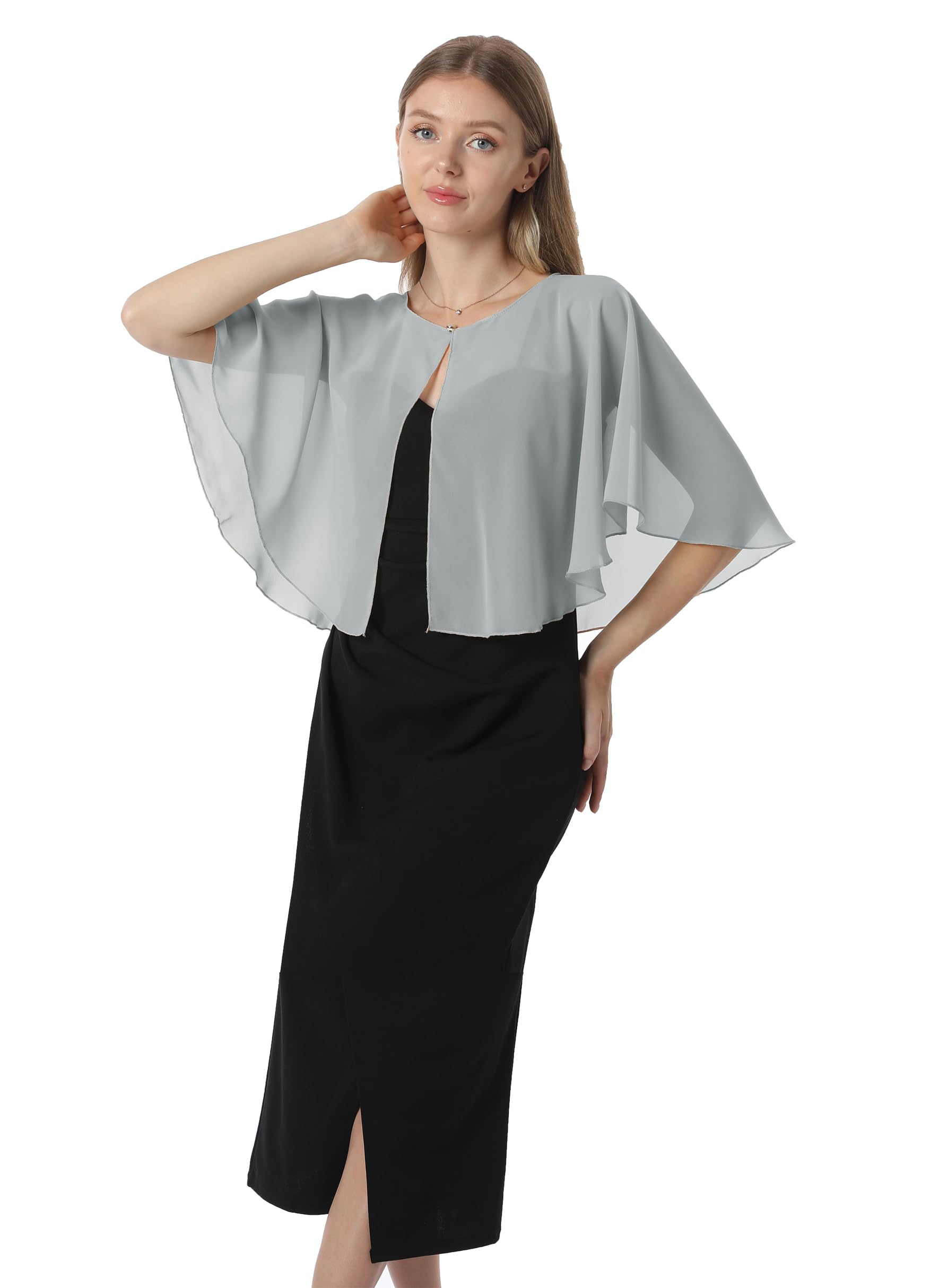 Mantella in chiffon, mantelle morbide, scialli e stole per abito da sera, mantella da sposa, accessori scialle anni '20 per donna