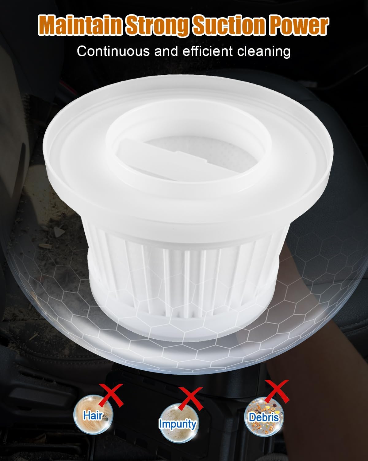 6 Pack H-epa Filters Compatible with MBNGF X9 Ultra Car Vacuum Cordless, Fit for ZARIMI X12-ULTRA Mini Vacuum MBNGF Mini Handheld Car Vacuum Filters Works - Image 4