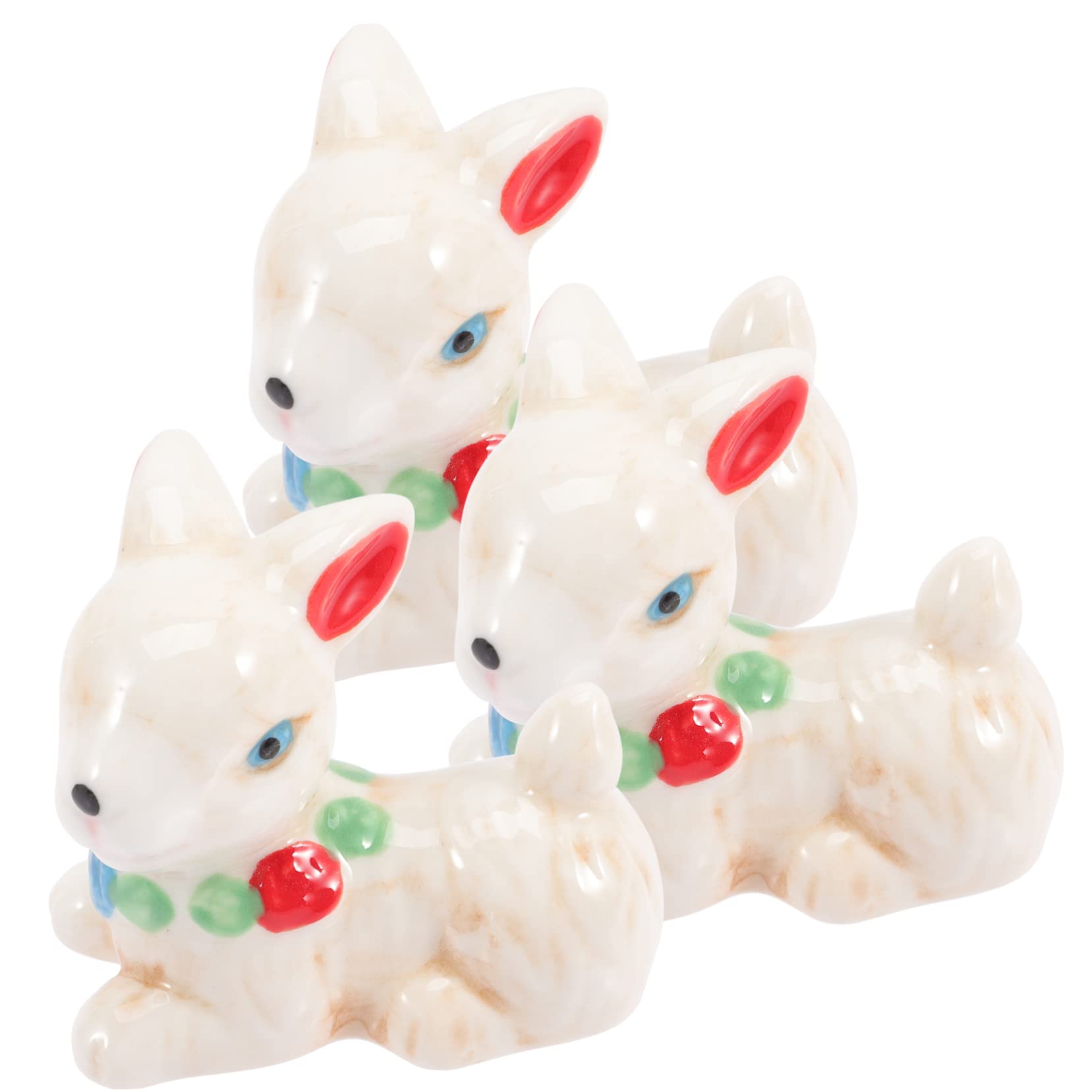 STOBAZA 9 Pz Ornamento Di Coniglio Piccola Statuina Scultura Di Coniglietto Statua Del Coniglio Di Pasqua Statua Del Coniglietto Di Pasqua Topper Cupcake Ceramica Colorful