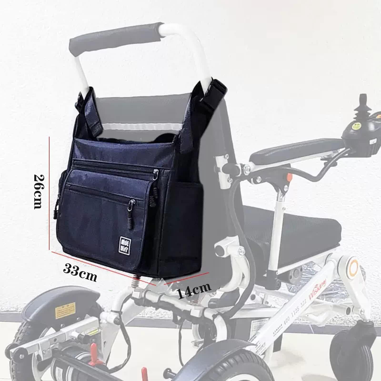 Bolsa para silla de ruedas, bolsa para silla de ruedas, impermeable, grande, accesorios para silla de ruedas, bolsas para colgar en la espalda y mochila para silla de ruedas, bolsa de almacenamiento