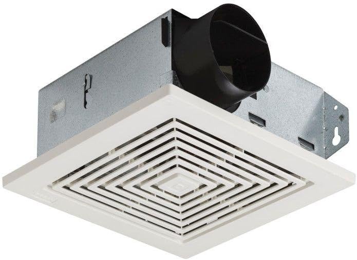 Broan-NuTone 671 Ventilation Fan, White Square Ceiling or Wall-Mount Exhaust Fan, 6.0 Sones, 70 CFM