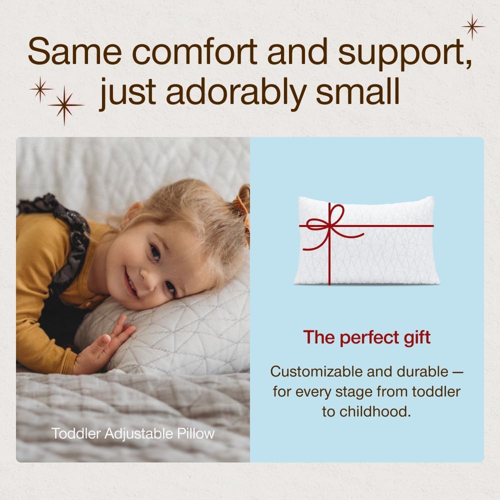 Coop Home Goods Cool+ Adjustable Cooling Toddler Pillow, 13x19, Cooling Gel Memory Foam Kids Pillow for Ages 2+, Customizable Loft, Breathable, Washable Cover, Childproof Zipper, Small Cooling Pillow - Image 4