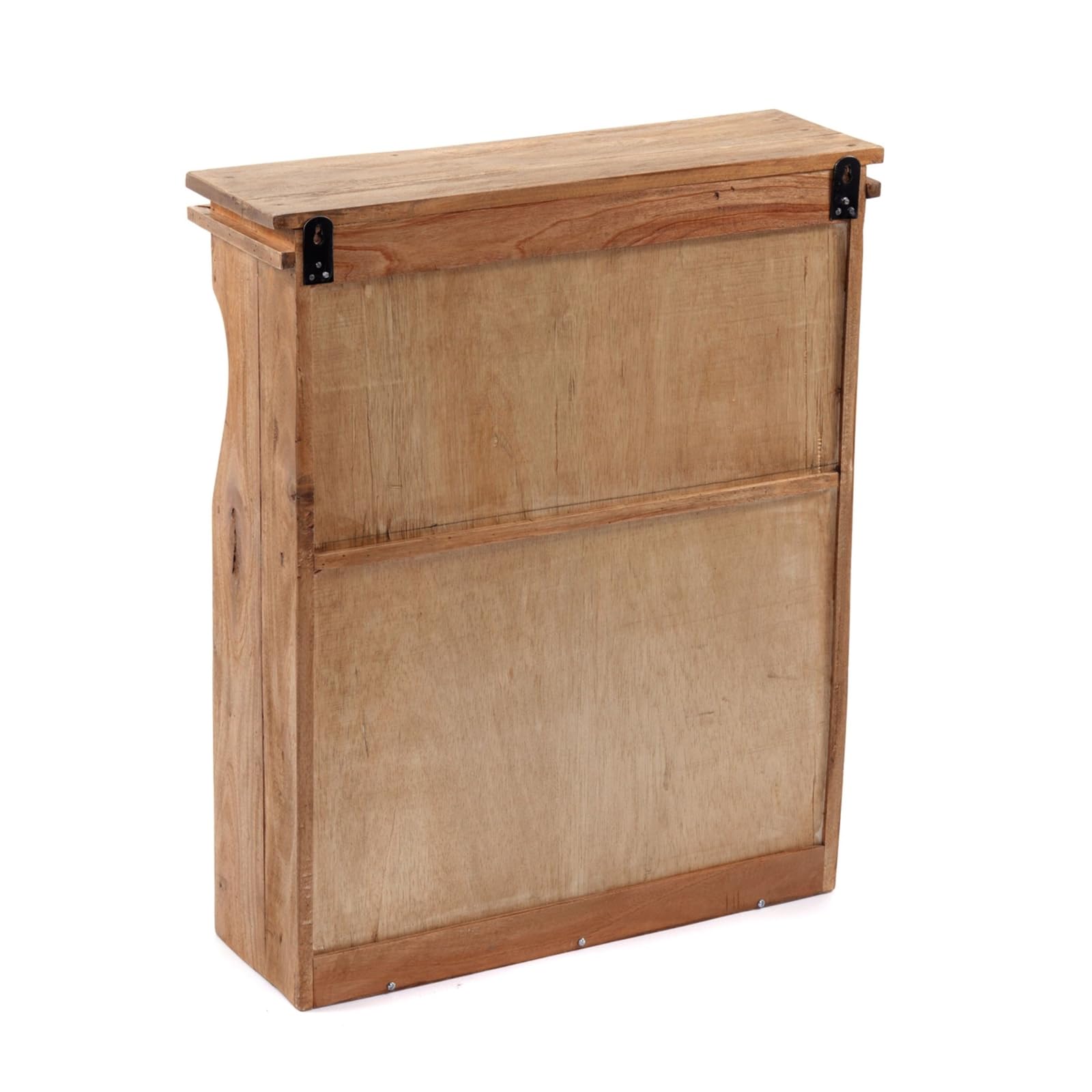 DESIGN DELIGHTS Naturalna szafka ścienna Ribera | drewno mahoniowe, szklane drzwi, 73 cm, z rzeźbami | szafka wisząca, regał kuchenny z haczykami, szafka drewniana, regał ścienny z grawerunkiem
