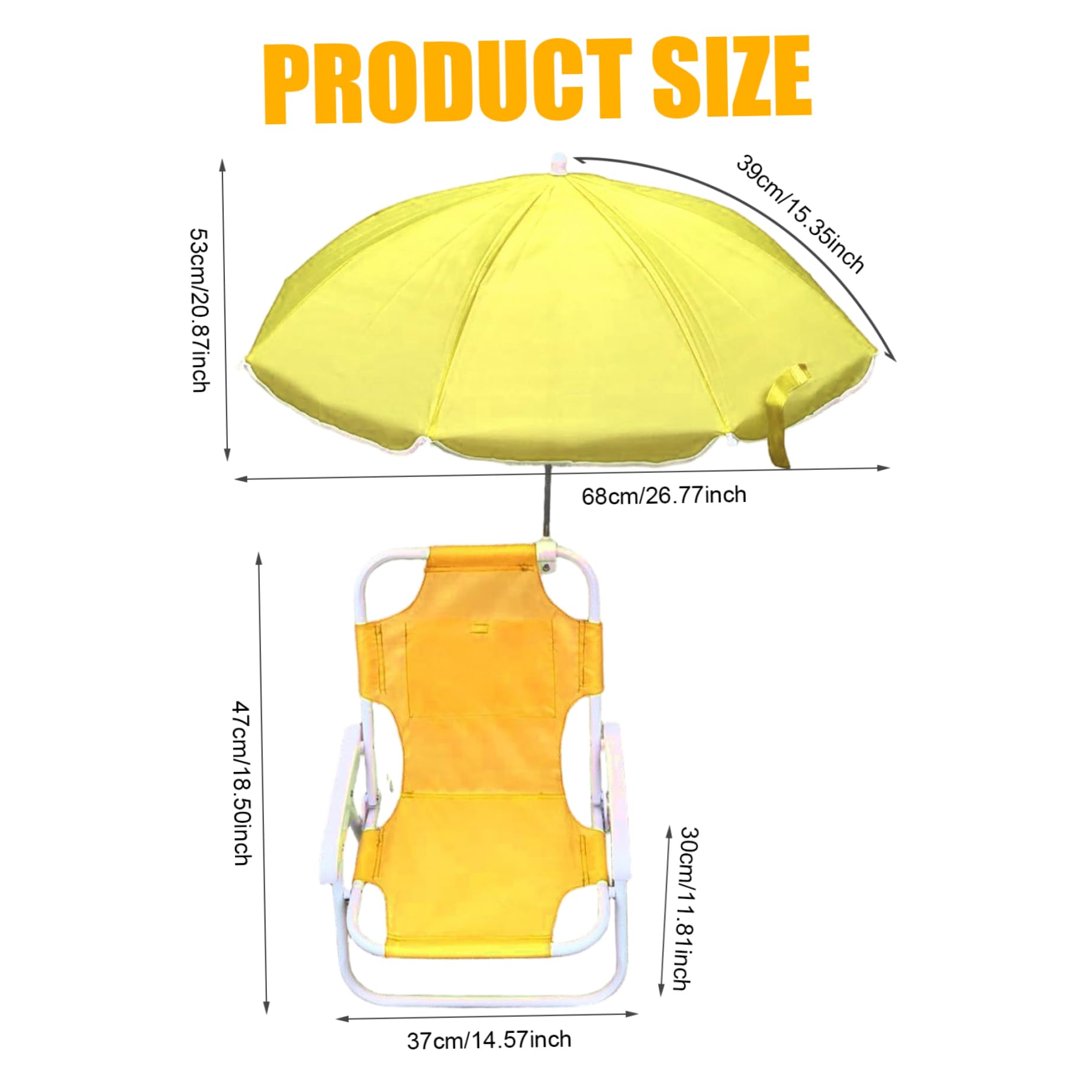 Heidouse Kids Beach Chair with Umbrella Foldable & Detachable Beach Chair with Canopy, Lightweight and Sturdy Outdoor Seat for Camping, Travel, Lawn, Yellow
