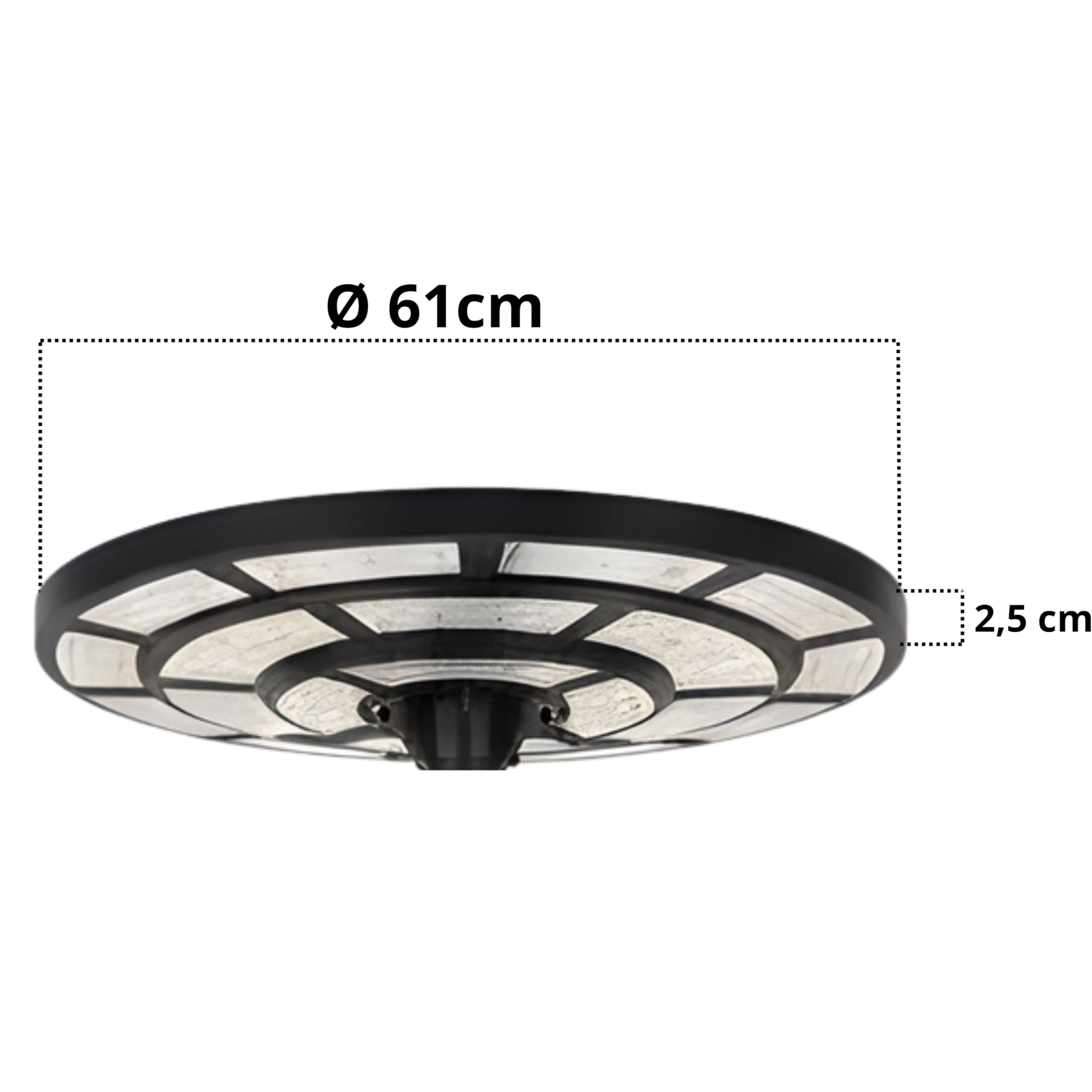 YASTA Lampione Solare da Giardino Esterno 2000 Watt Ø 61cm Faro Led Stradale Forma Ufo Con Telecomando Luce Fredda Lampada con Sensore Movimento e Crepuscolare IP67