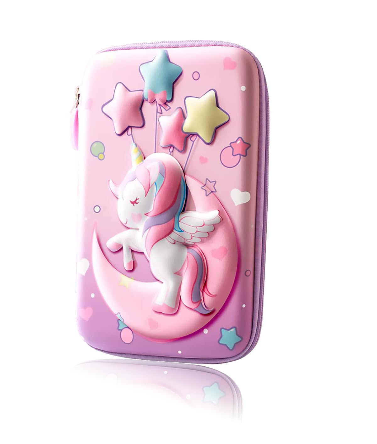 Darkye Unicorn Pencil Case for Girls - 3D EVA Large Capacity Pen Holder with Moon Unicorn Design - Cute Cartoon Pencil Bag for Kids Boys - Students Stationery Box - Perfect School Gift - L Size