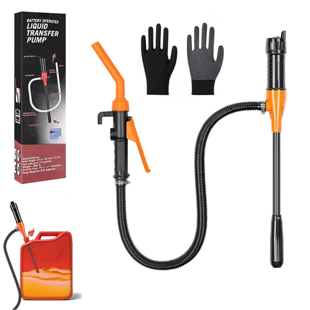 HEYIDAMAI Elektrische Transferpumpe, Batteriebetriebene Flüssigkeitstransferpumpe, Benzinpumpe für Kanister, Umfüllpumpe, Tragbare Elektrische ölpumpe, (Für Öltanks mit Öffnungsdurchmesser > 29 mm)