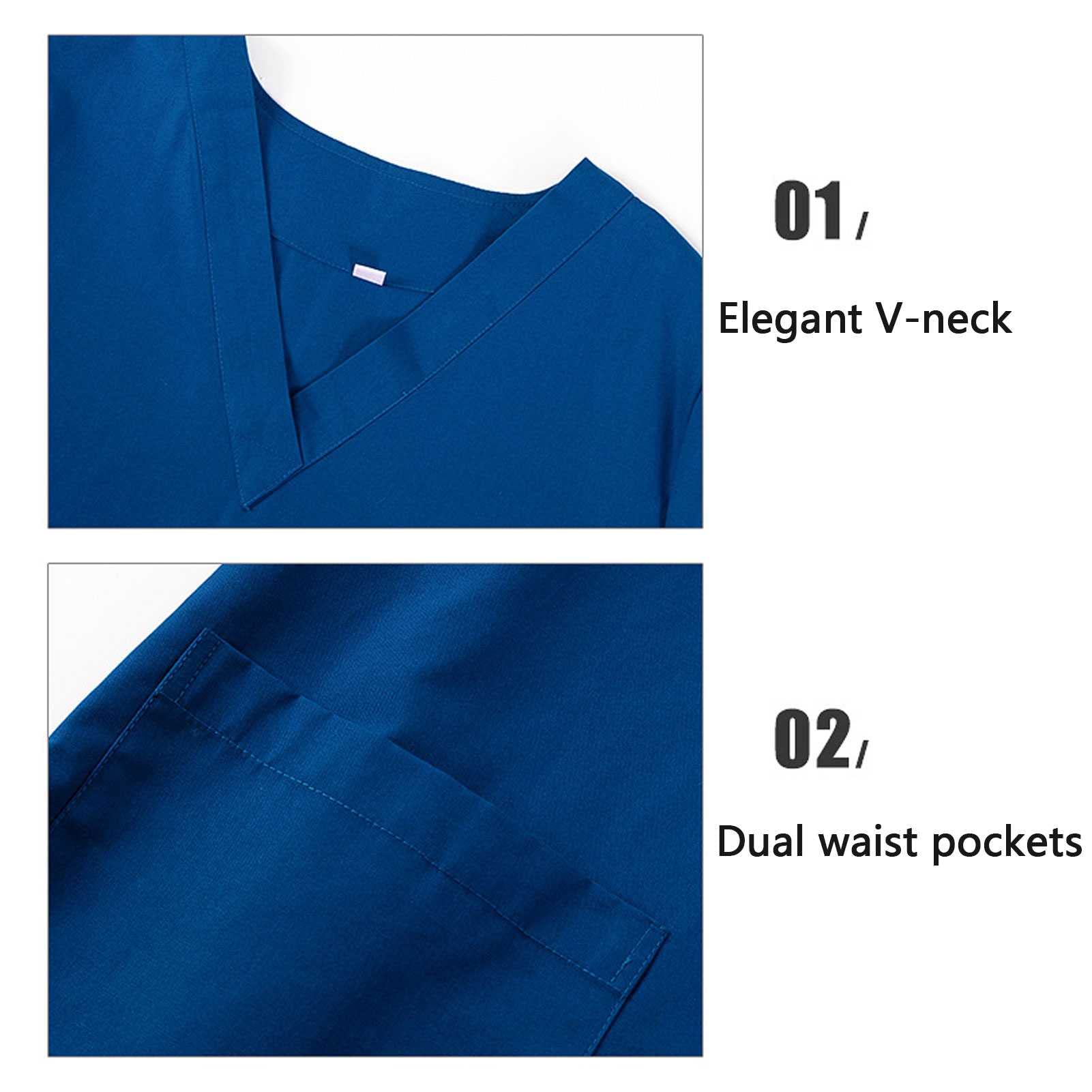 Unisex Medizinische Uniform Set mit Kasack und Hose, Pflege Berufsbekleidung, Weich und Bequem