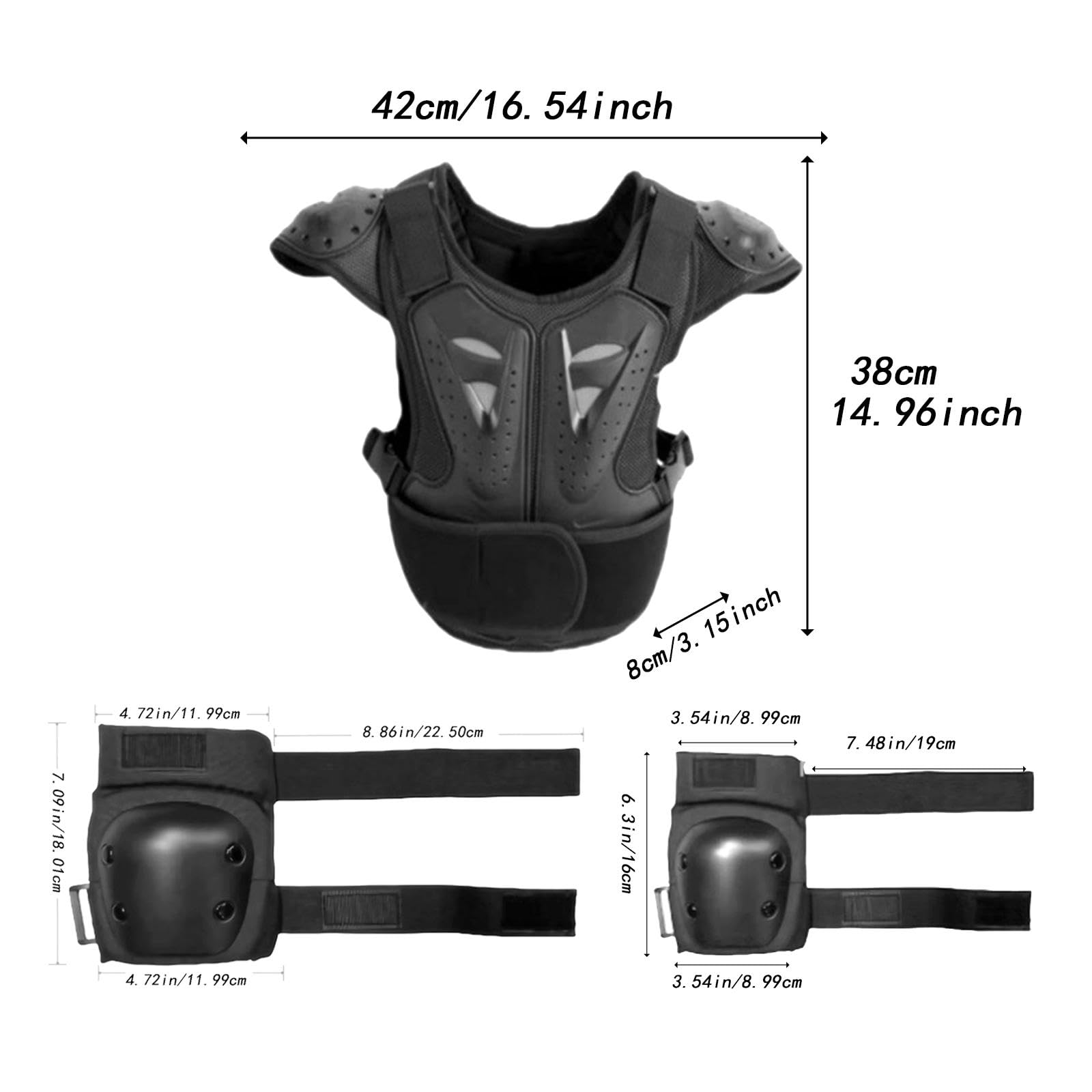 Gilet de pour Enfants, Combinaison de Vélo, Protections Intégrales, Genouillères et Coudières Portables pour La Conduite à, Style A