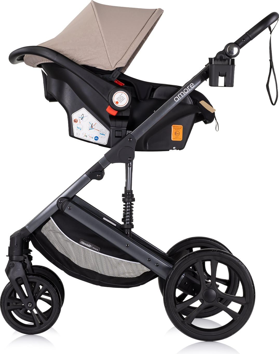 Chipolino Wózek 2 w 1 Amore Uchwyt na napoje Torba do przewijania Ochraniacz na nogi Kosz, kolor: brąz