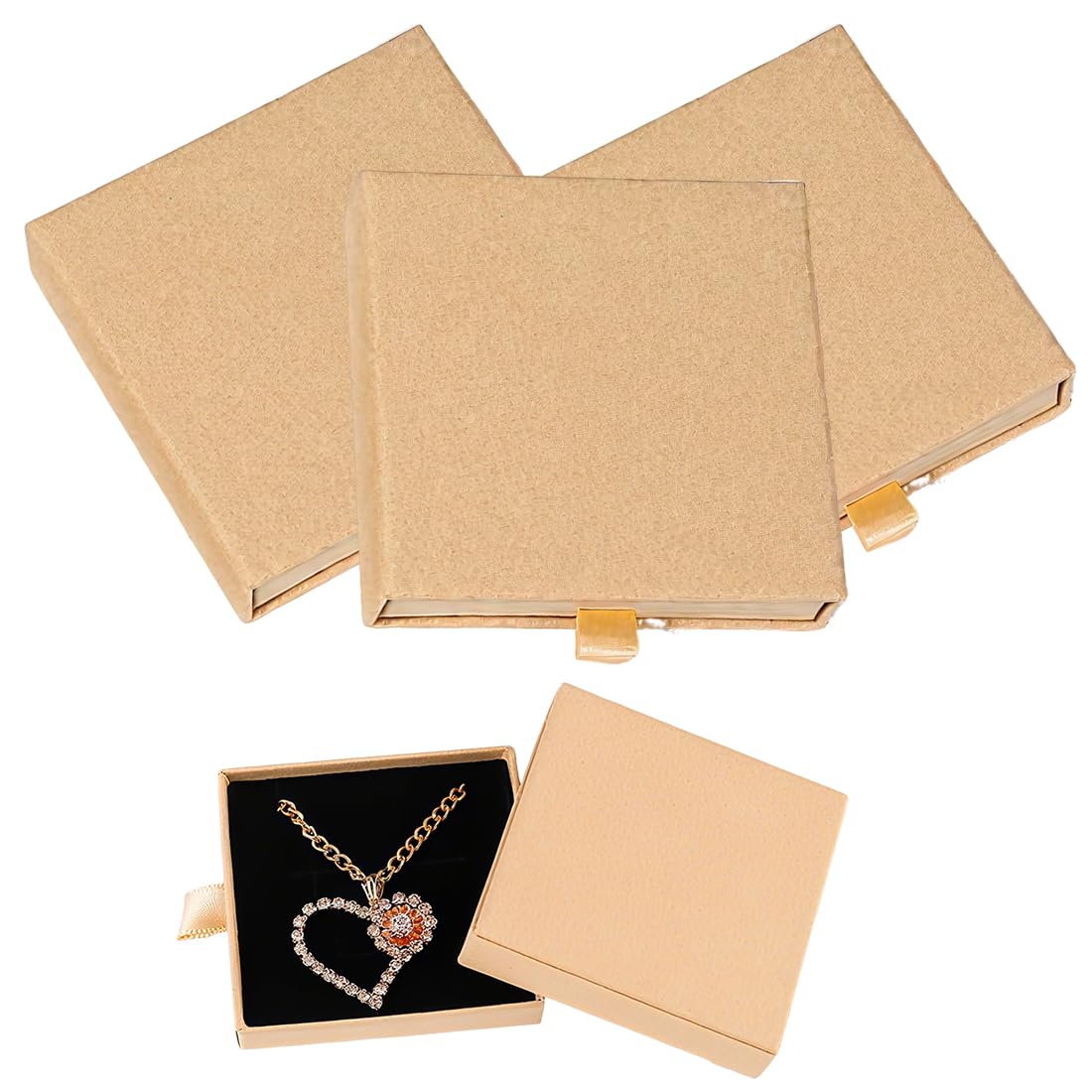 XPEX Caja de Regalo de Joyería Pequeña Blanca Cuadrada Extraíble 3 Piezas