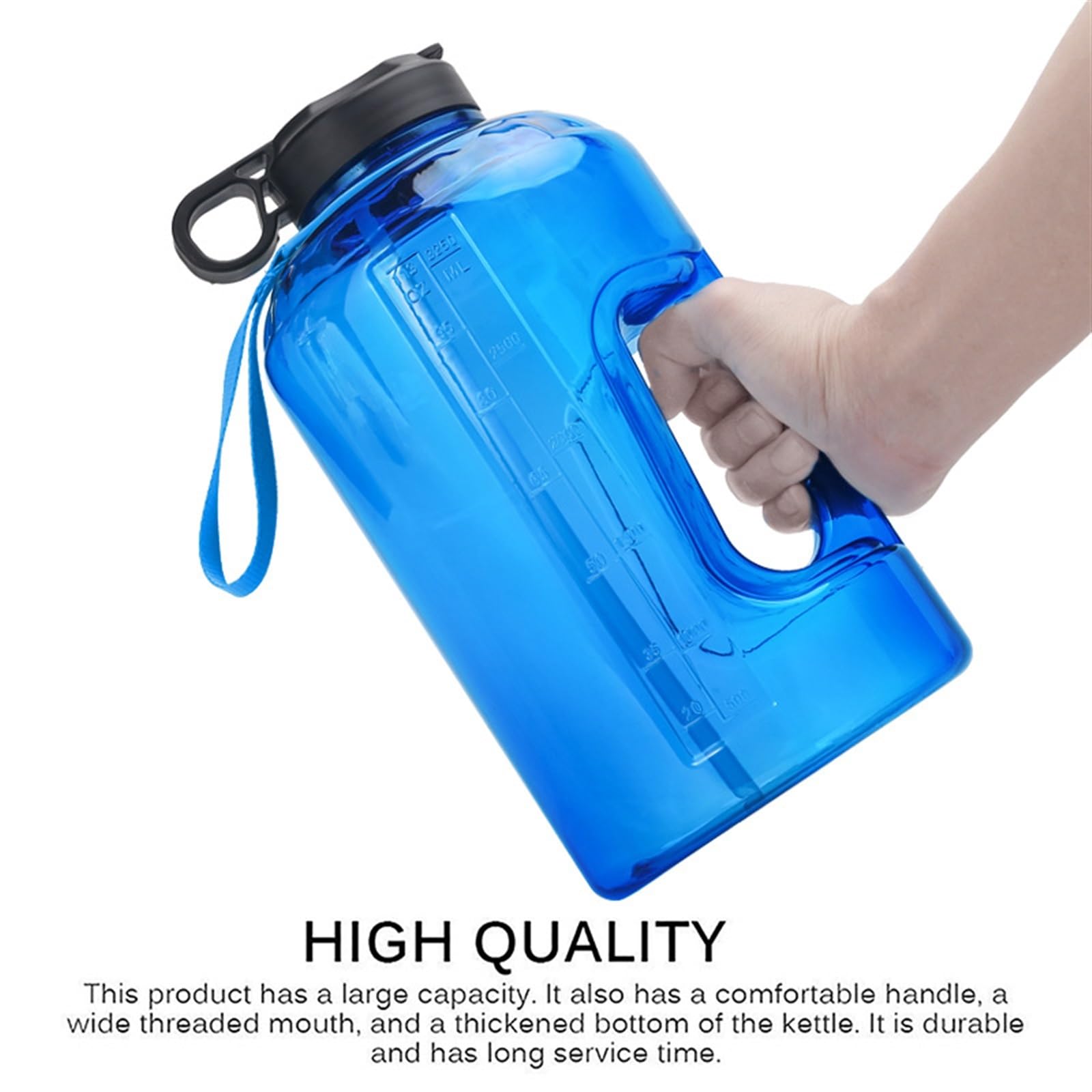 Bouteille d'eau Bouilloire en Plastique de Grande capacité 3,78 L Bouteille d'eau de Sport Incentive Marque de Temps Bouilloire de Fitness en Plein air Une Bonne Aide Gourde(Azul)