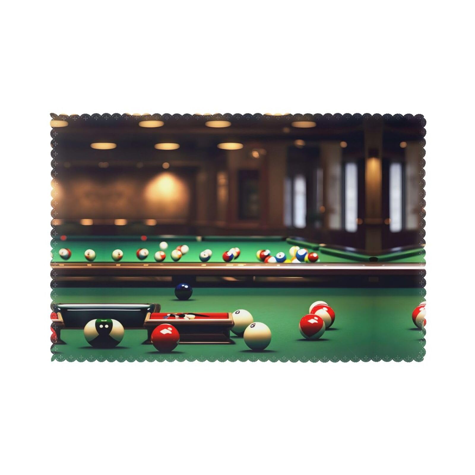 Billiard Christmas Placemats Set of 6,Washable Table Mats