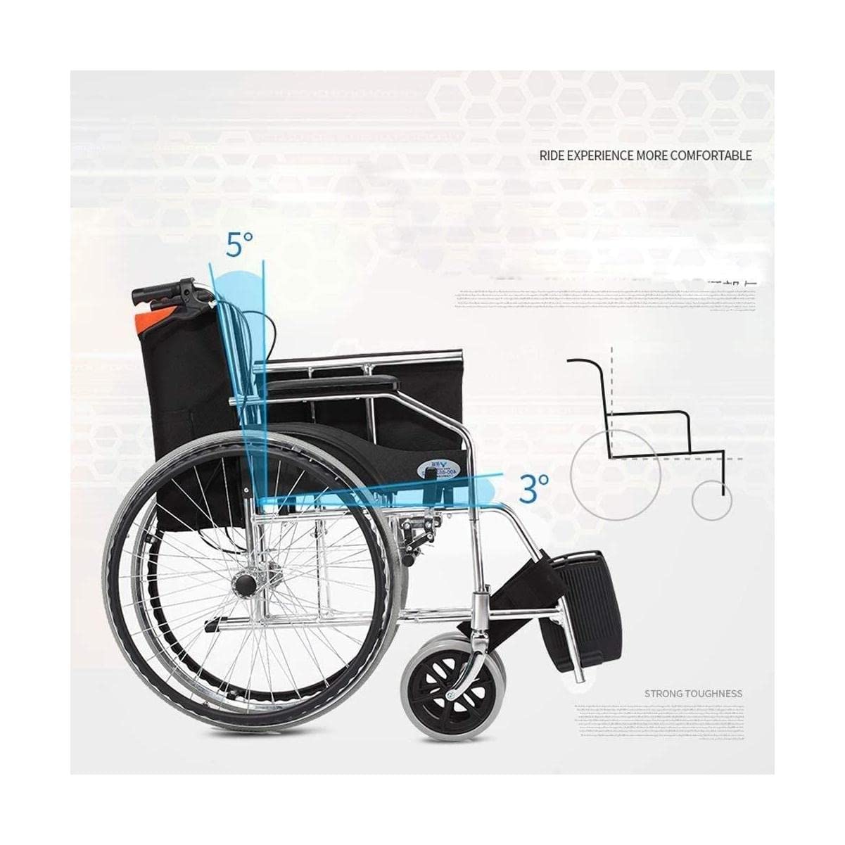 Silla de Ruedas para Ancianos Silla de Ruedas Manual Ligera Autopropulsable