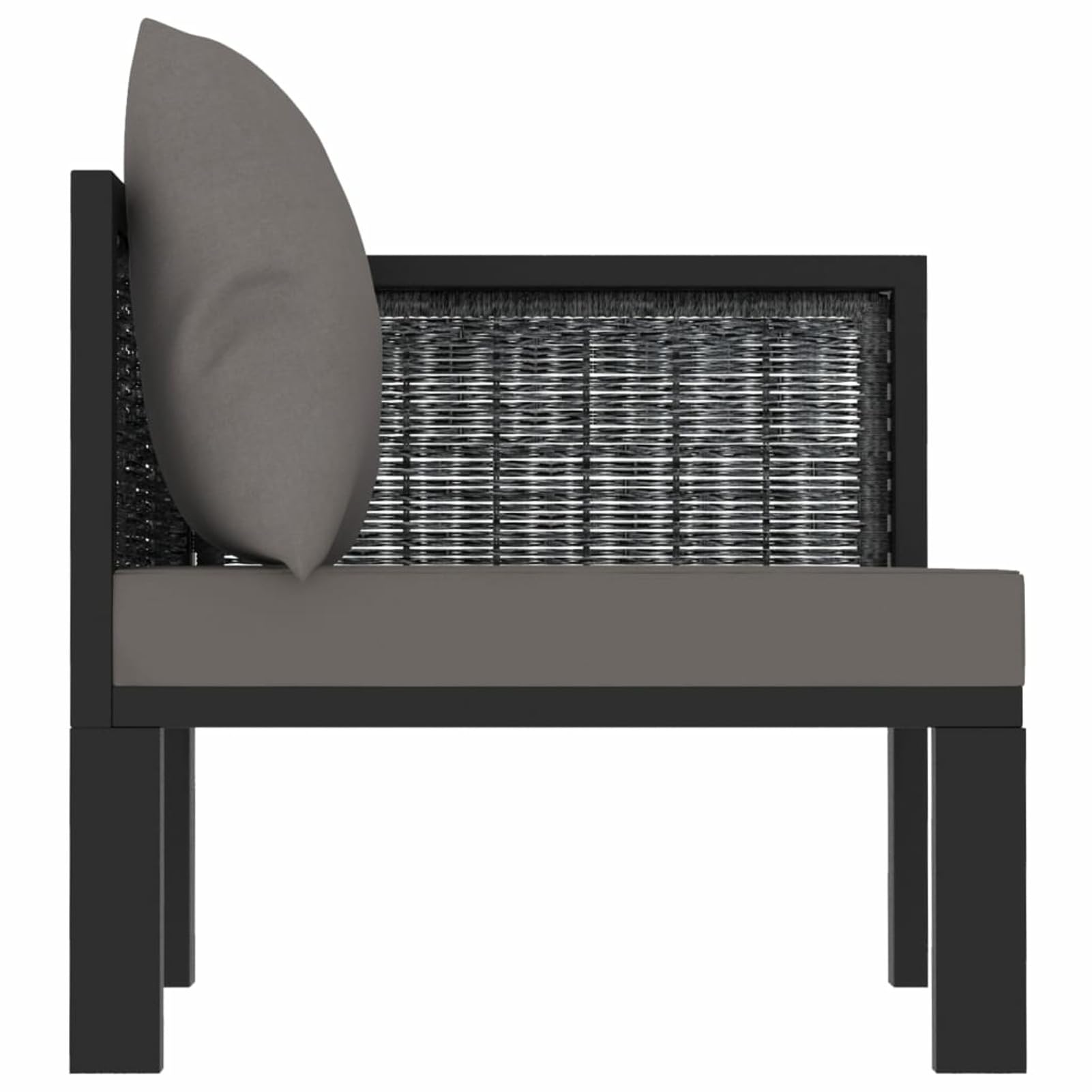 Divano Angolare in Polyrattan, Modulare con Bracciolo Sinistro, 68 x 68 x 64 cm, Alluminio e Tessuto in Poliestere, per Esterno e Interno