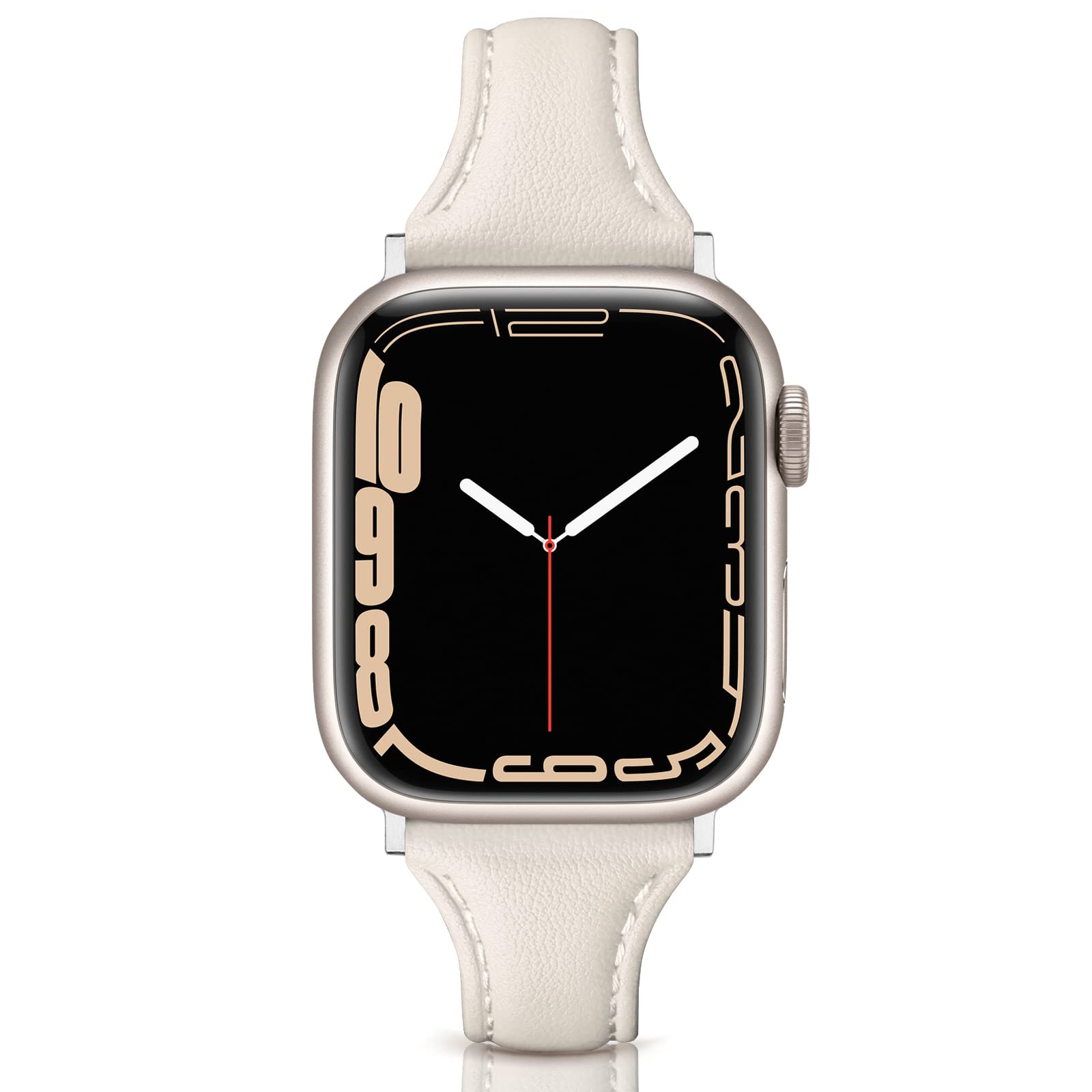 TuocalGenuine Leather Strap Compatible with Apple Watch Straps 38mm 40mm 41mm, Slim Thin Soft Leather Replacement Strap for Apple Watch iWatch Series 9 8 7 6 5 4 3 2 1 SE Sports Edition Women