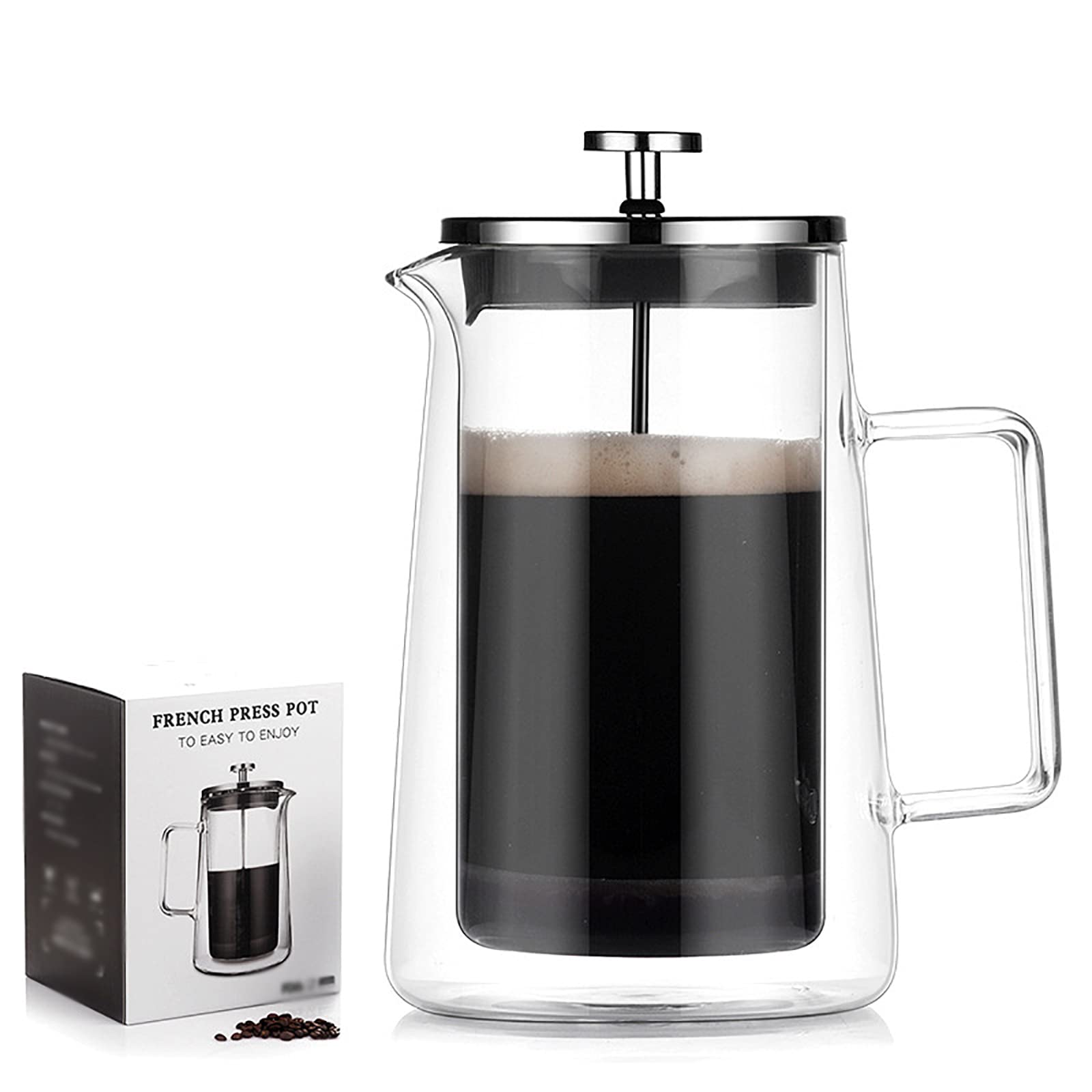 Olla De Prensa De Café Para Elaboración Manual, Cafetera De Prensa Francesa De 650 Ml, Buena Permeabilidad Y Resistencia Al Frío Y Al Calor Repentinos, Para La Cafetería De La Oficina En El Hogar