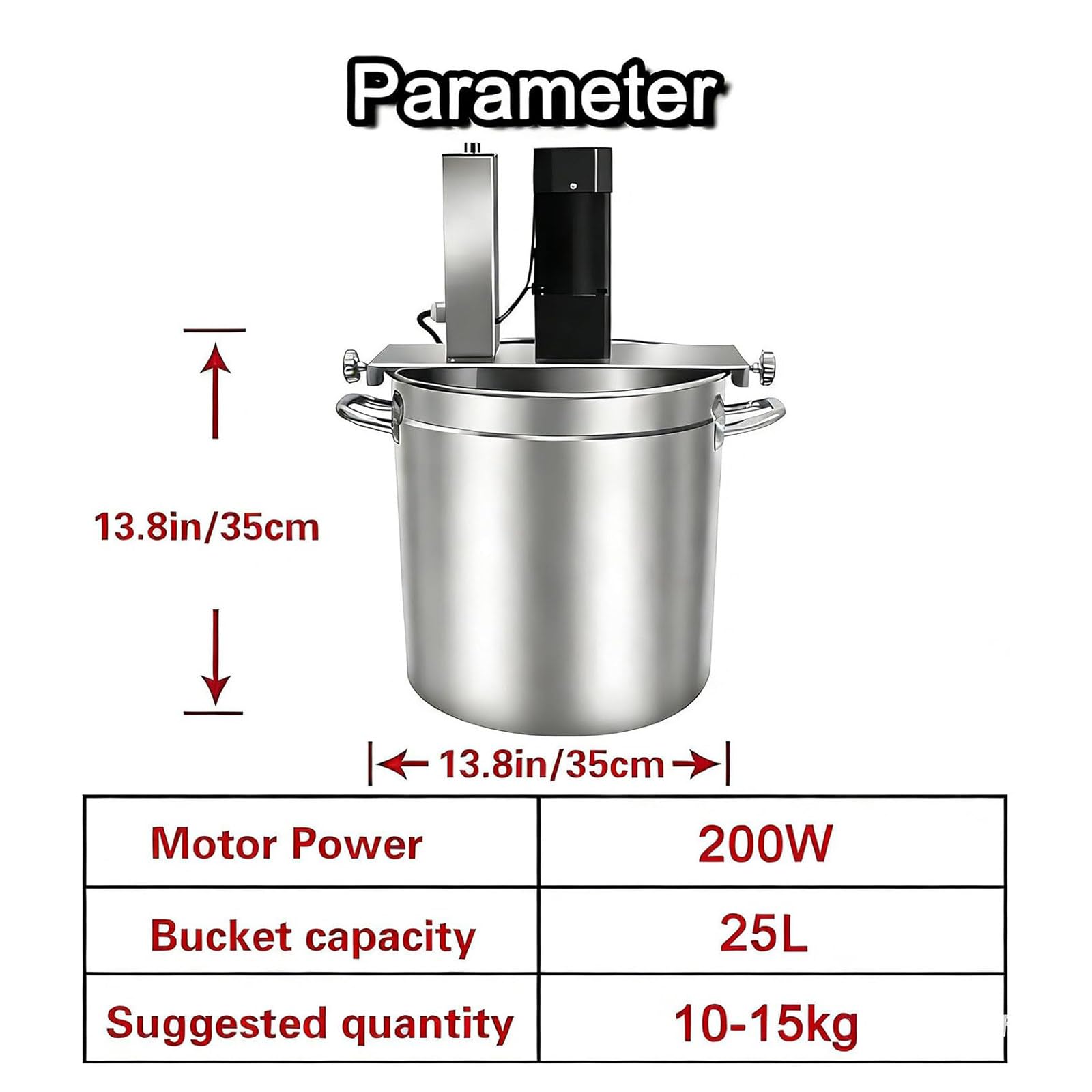 Mezclador de alimentos comercial, mezclador eléctrico de calefacción con velocidad ajustable, raspador de 4 cuchillas para cocinar y condimentar, capacidad de 20 L a 85 L, mezclador automático para