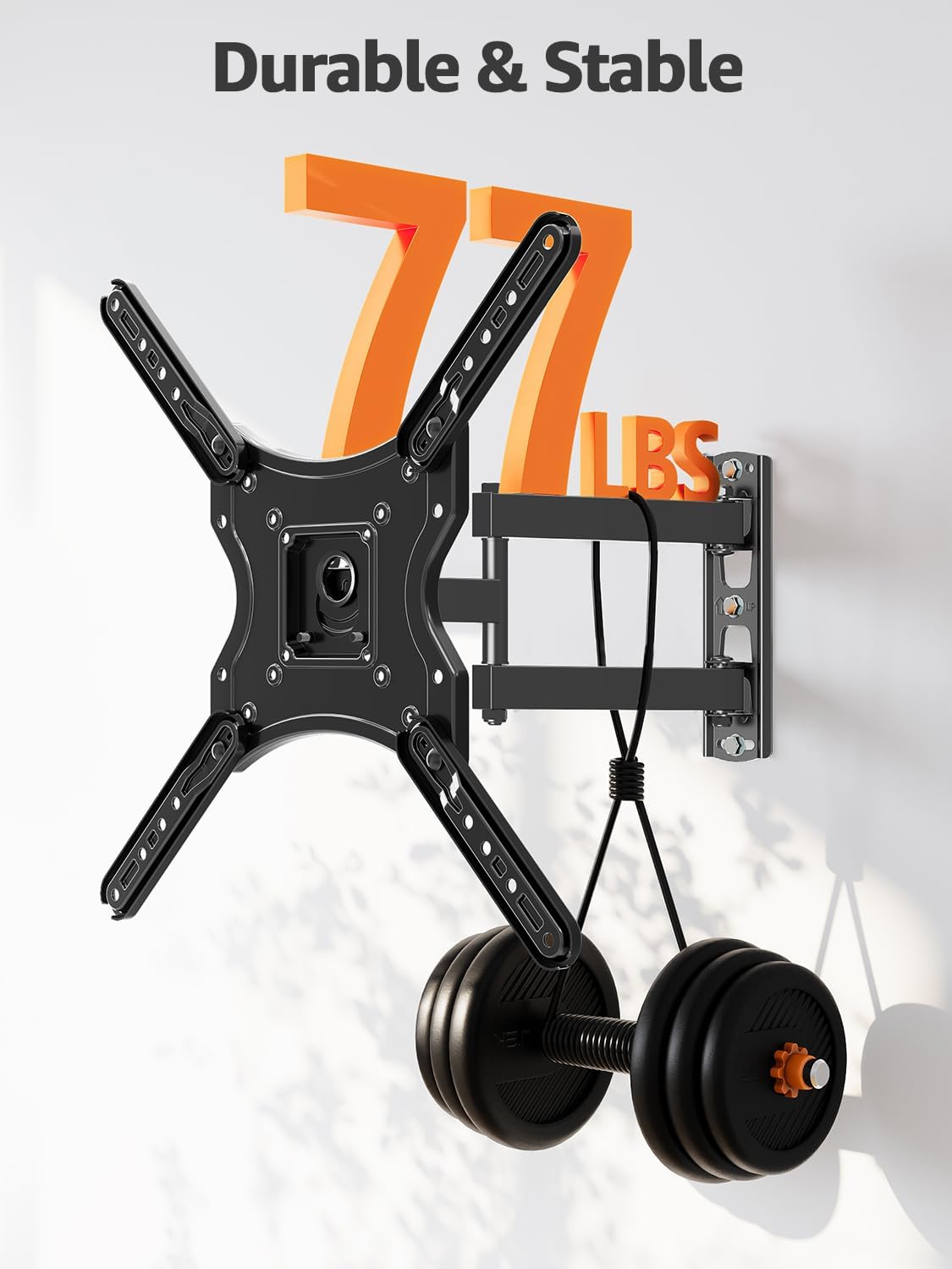 ELIVED Full Motion TV Wall Mount for Most 26-60 Inch TVs, Articulating Arms Swivel and Tilt tv Mount, Wall Mount Brackets Max VESA 400x400, Single Stud Perfect Center Design, Holds Up to 77 lbs.