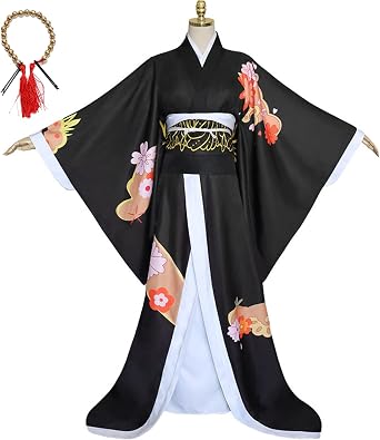 Unisex Men Anime Black Kimonos Cosplay Costume Women Robe Cloak Cape Uniform Halloween Outfits Suit Full Set