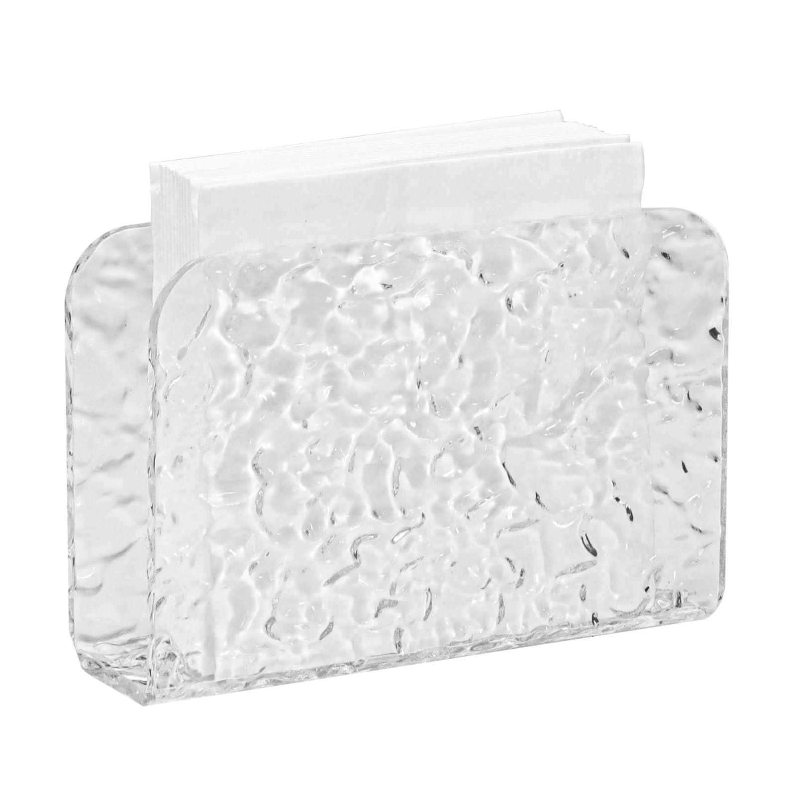 LELE LIFE Acrylic Napkin Holder for Table, Crystal Clear Cocktail Napkin Holder for Kitchen Dinner Christmas, Modern Paper Dispenser (Stone Pattern)