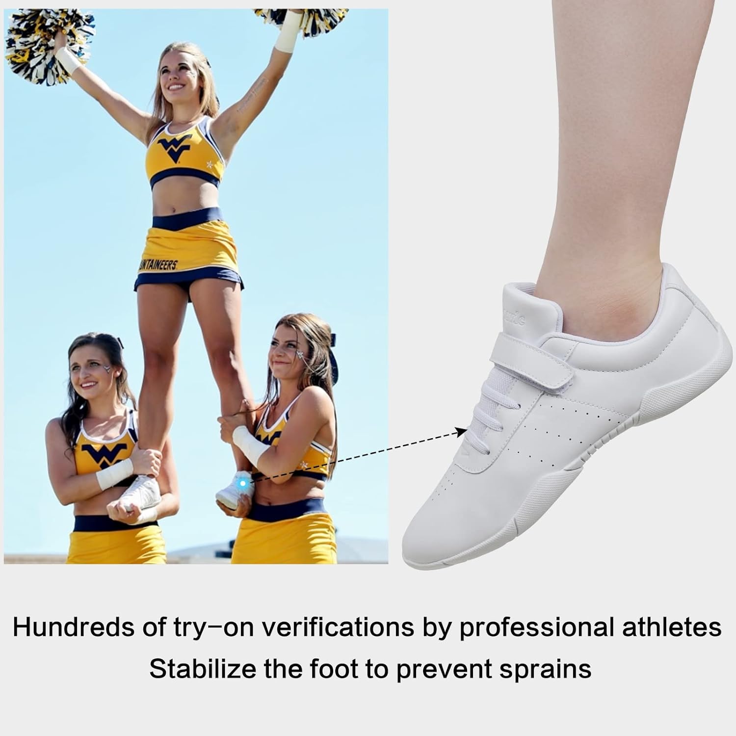 Cheer Shoes for Youth Girls White Cheerleading Athletic Dance Shoes Tennis Sneakers for Competition Sport Training - Image 4